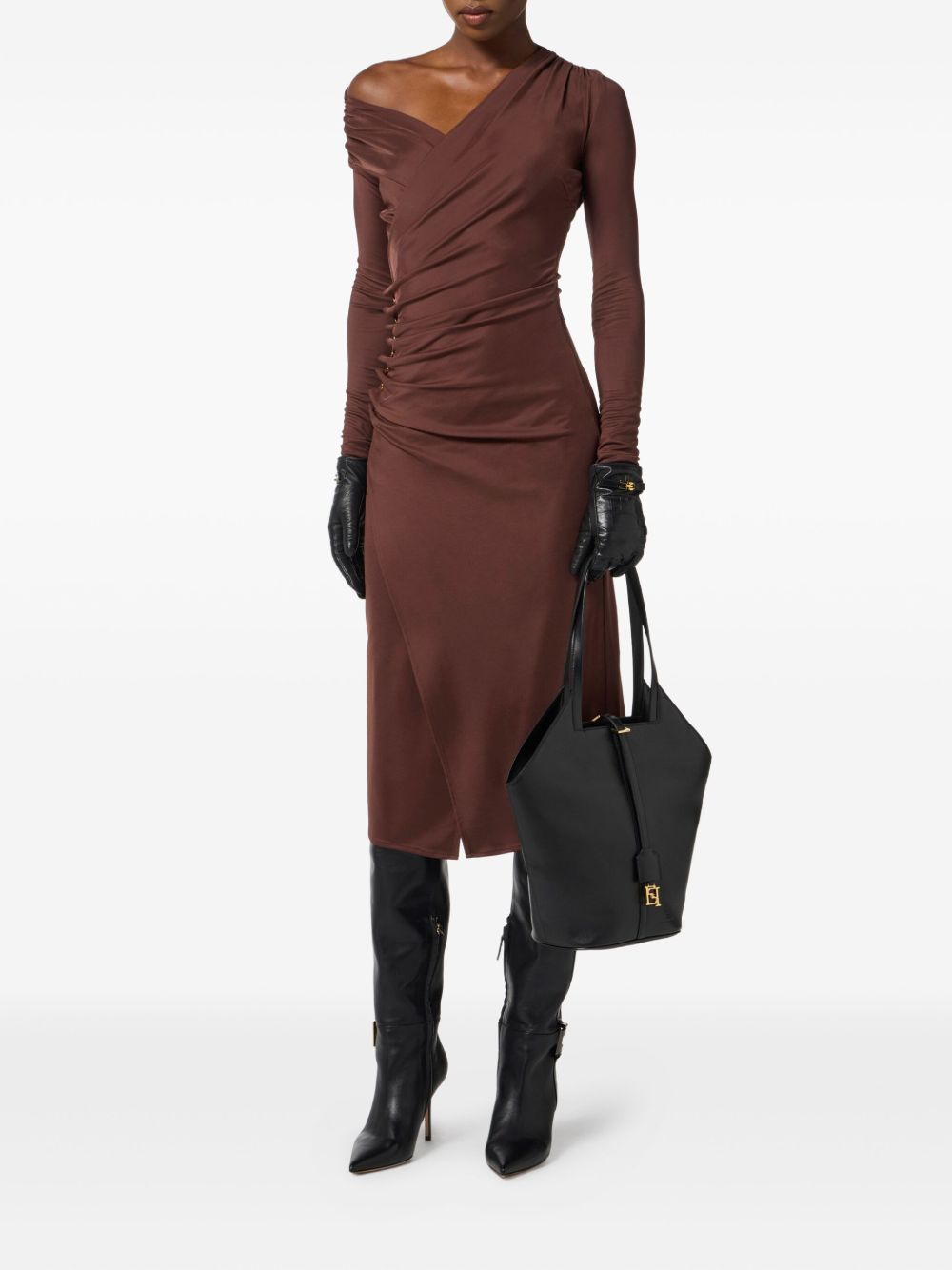 ELISABETTA FRANCHI Midi Dress with Draped Design