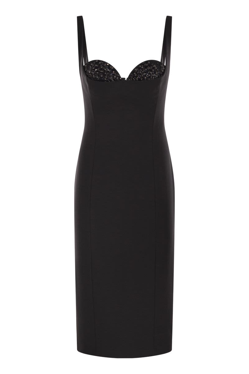 ELISABETTA FRANCHI Lightweight Creased Pleated Mini Dress with Crystals