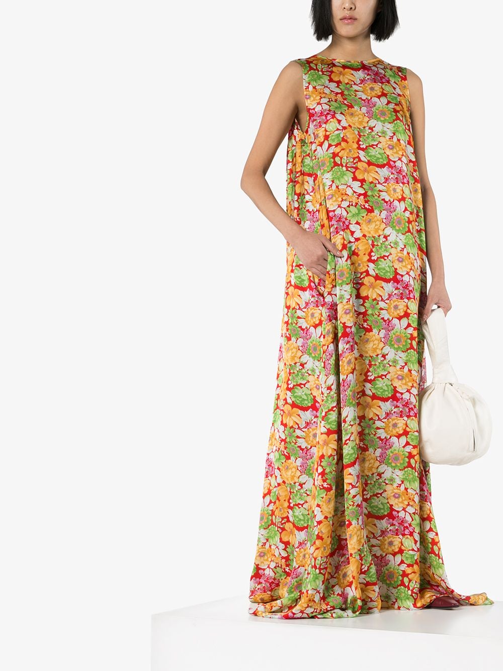 PLAN C Sleeveless Floral Maxi Dress - Size 40IT