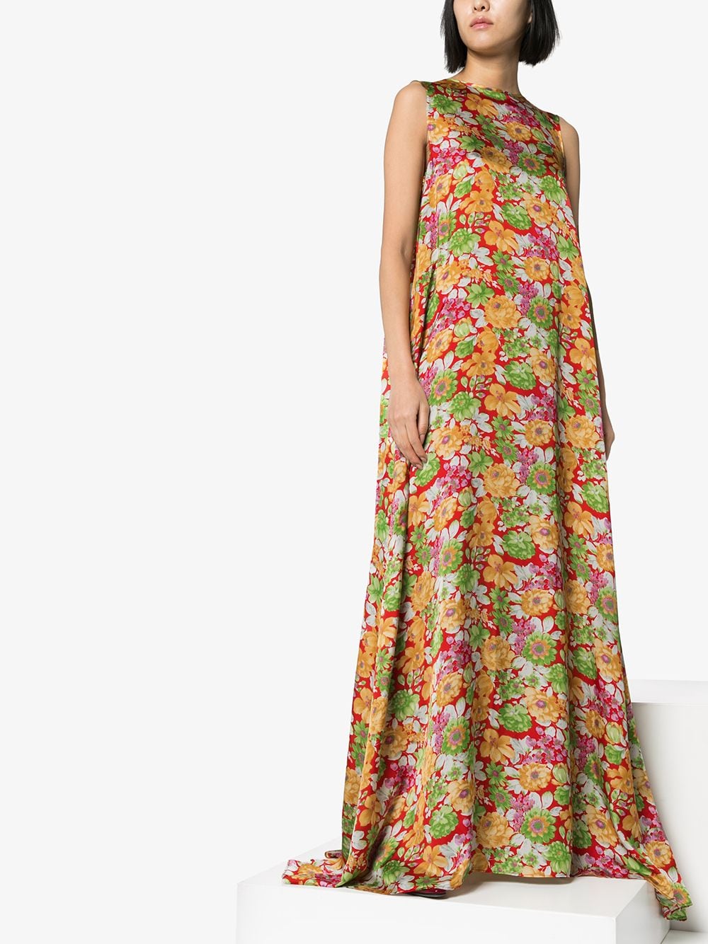 PLAN C Sleeveless Floral Maxi Dress - Size 40IT