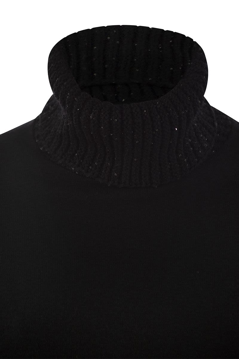 FABIANA FILIPPI High Neck Dress with Sequins - Below the Knee