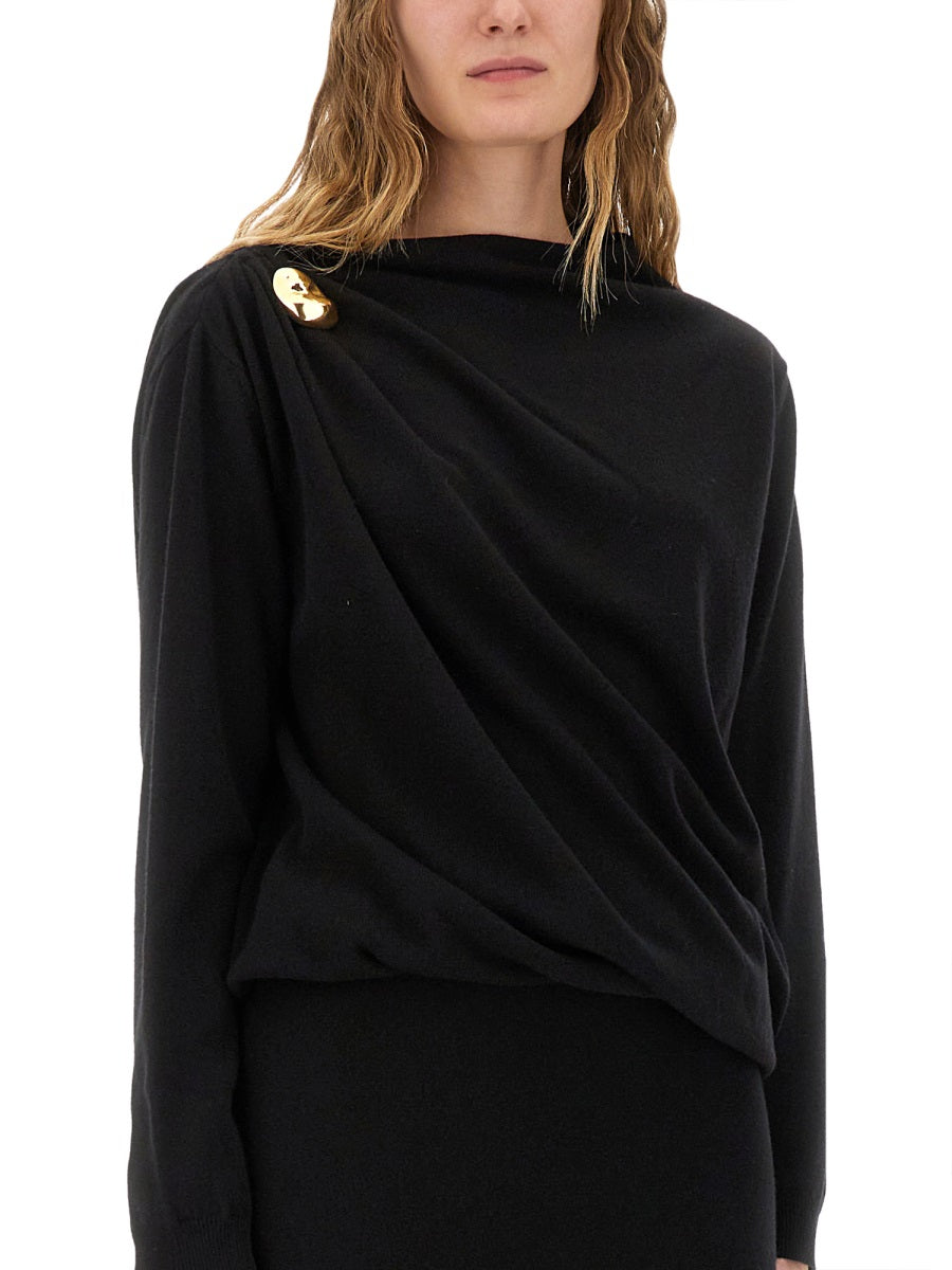 FABIANA FILIPPI MIDI DRESS WITH GOLD DETAIL SIZE 40