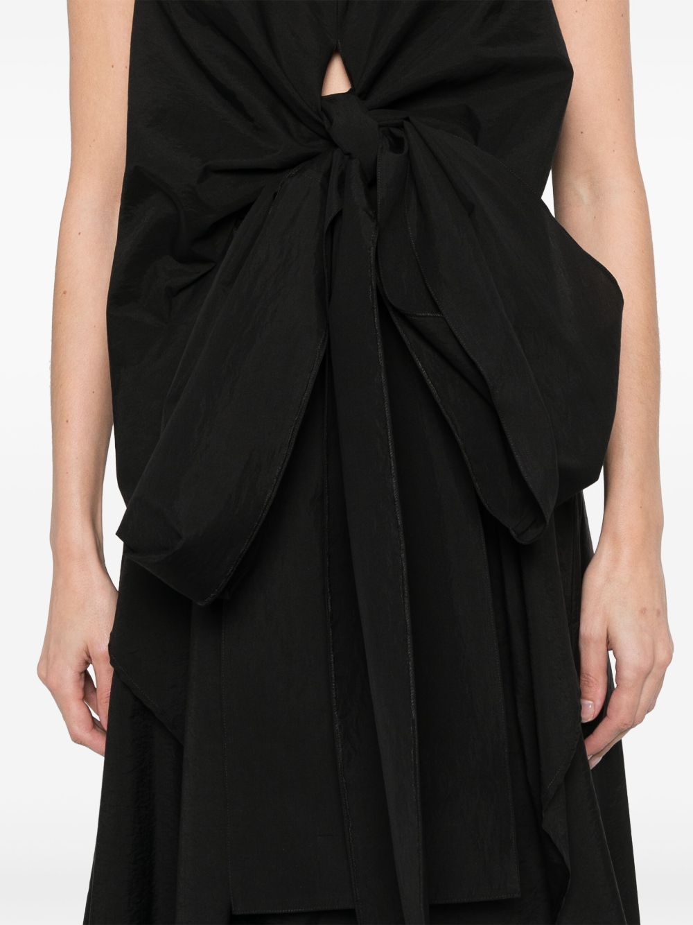 FABIANA FILIPPI Sleeveless Cotton Midi Dress with Cut-Out and Ruffled Details