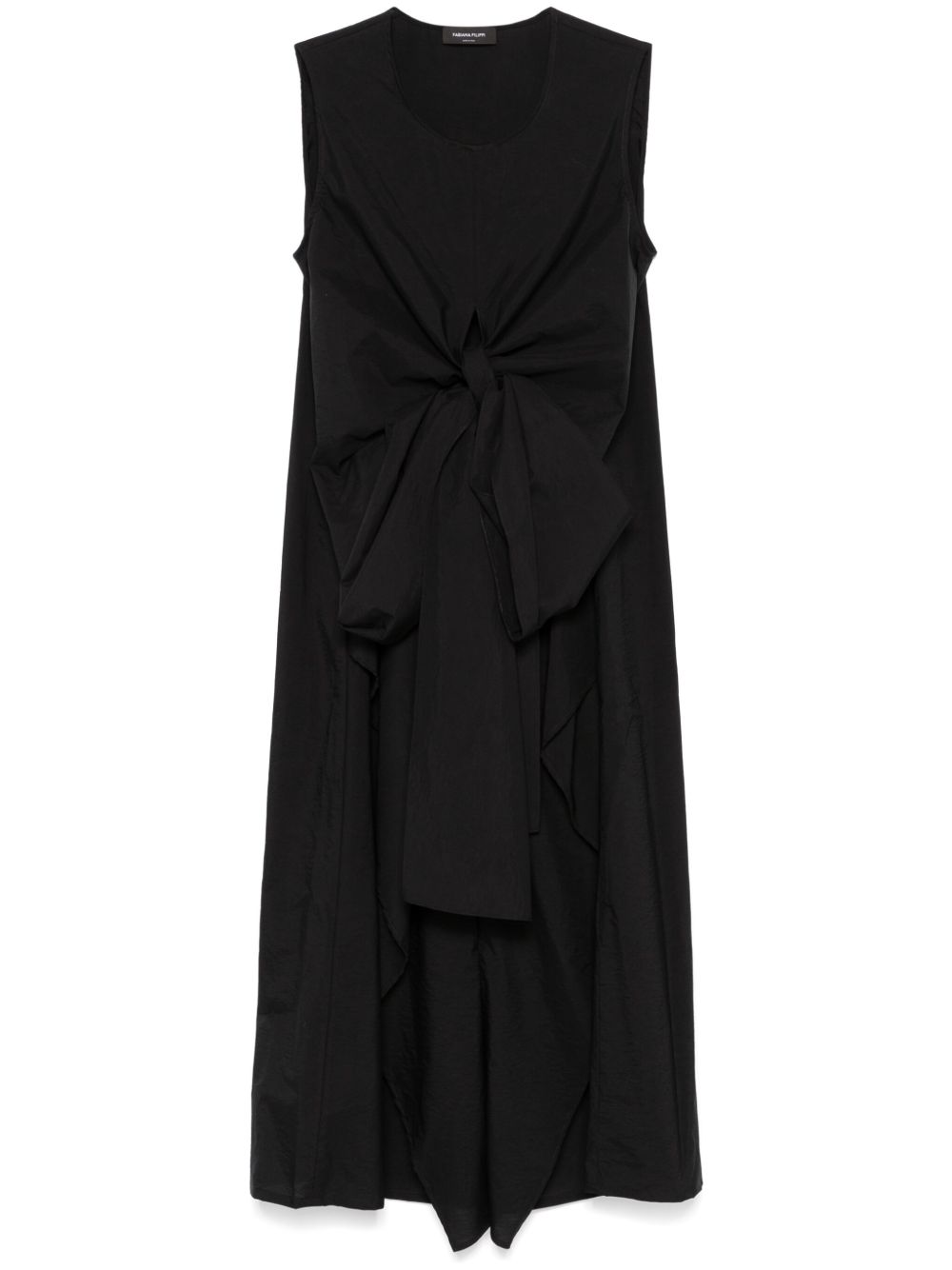 FABIANA FILIPPI Sleeveless Cotton Midi Dress with Cut-Out and Ruffled Details