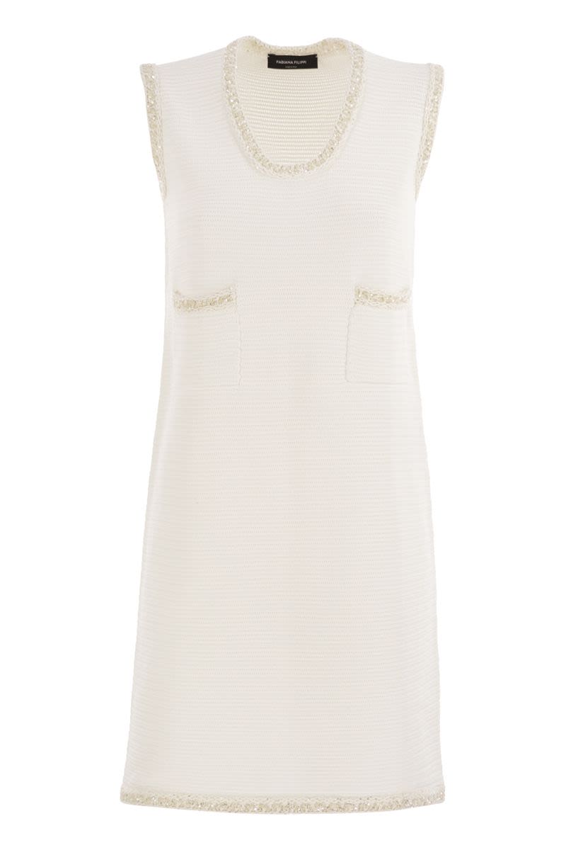 FABIANA FILIPPI Elegant Knit Mini Dress with Sequin Edging