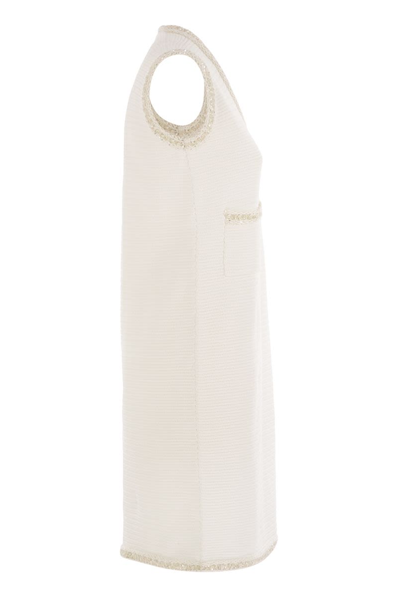 FABIANA FILIPPI Elegant Knit Mini Dress with Sequin Edging