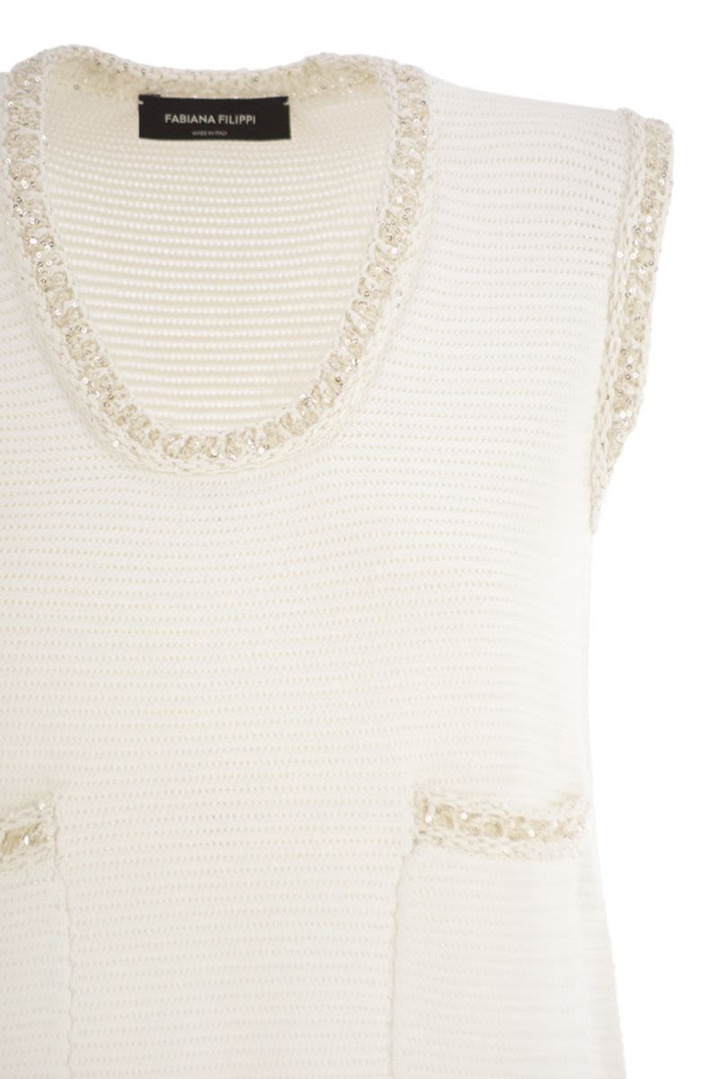 FABIANA FILIPPI Elegant Knit Mini Dress with Sequin Edging