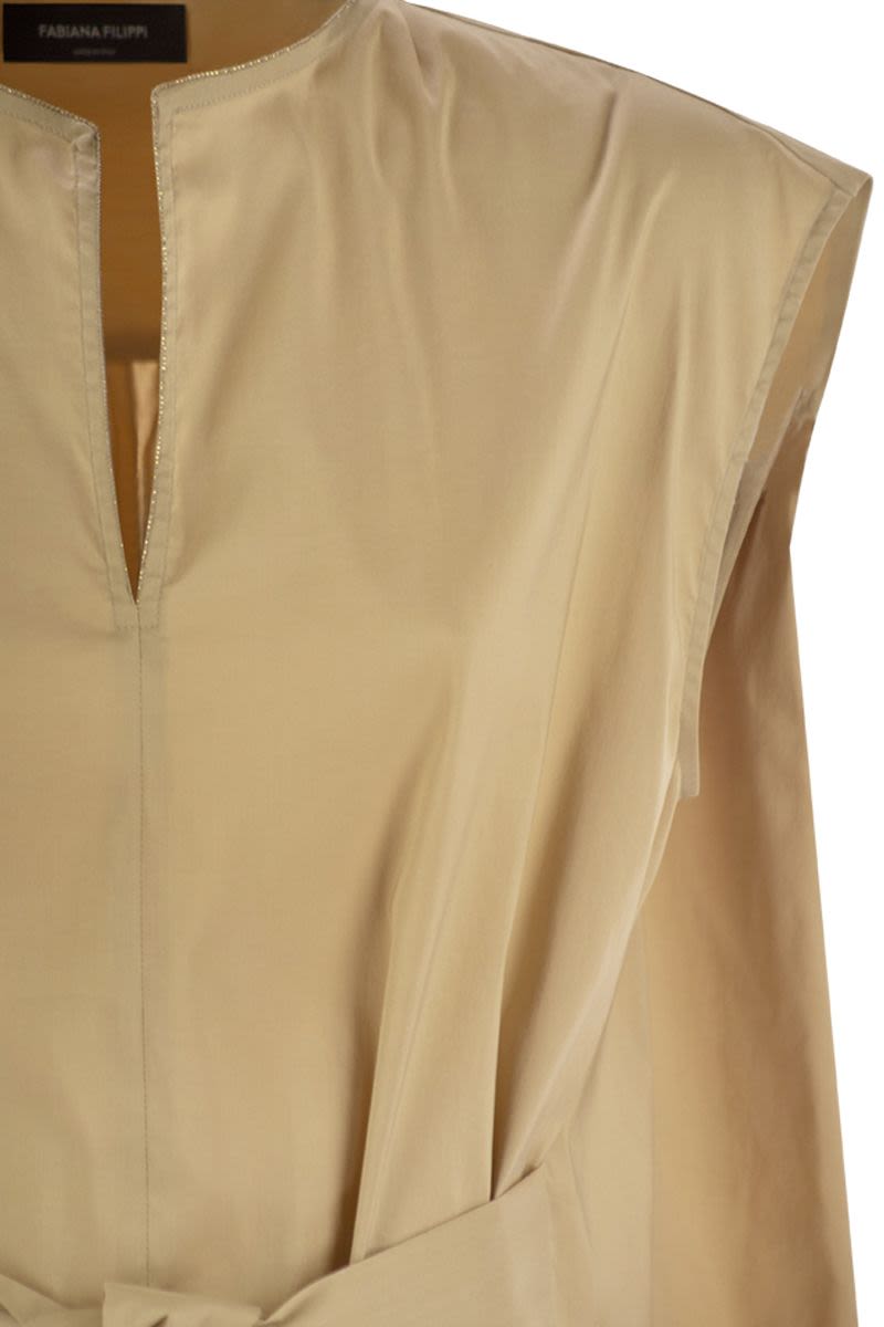 FABIANA FILIPPI Sleeveless Cotton-Blend Mini Dress with Diamond Thread Detail