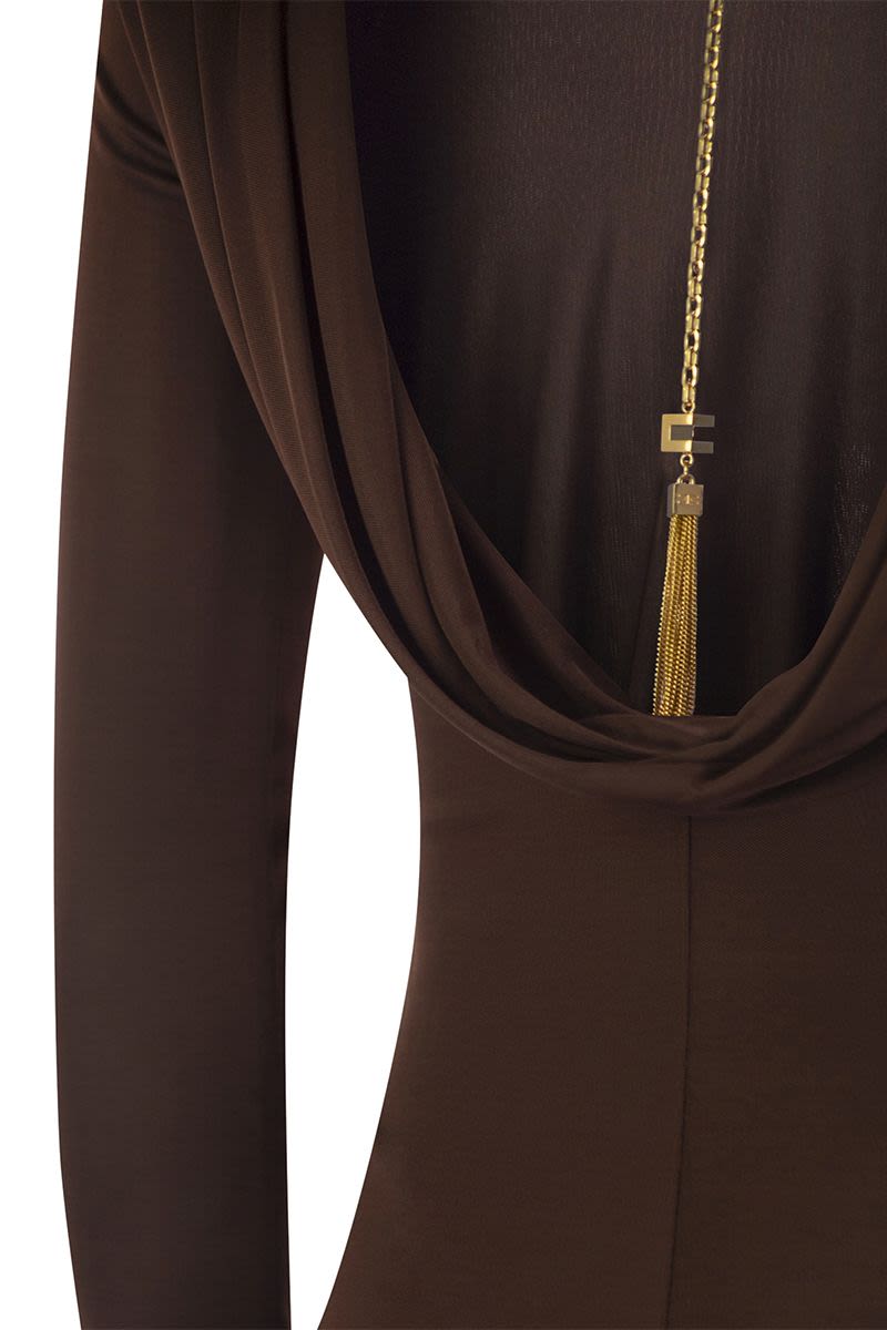 ELISABETTA FRANCHI Red Carpet Mini Dress in Shiny Viscose