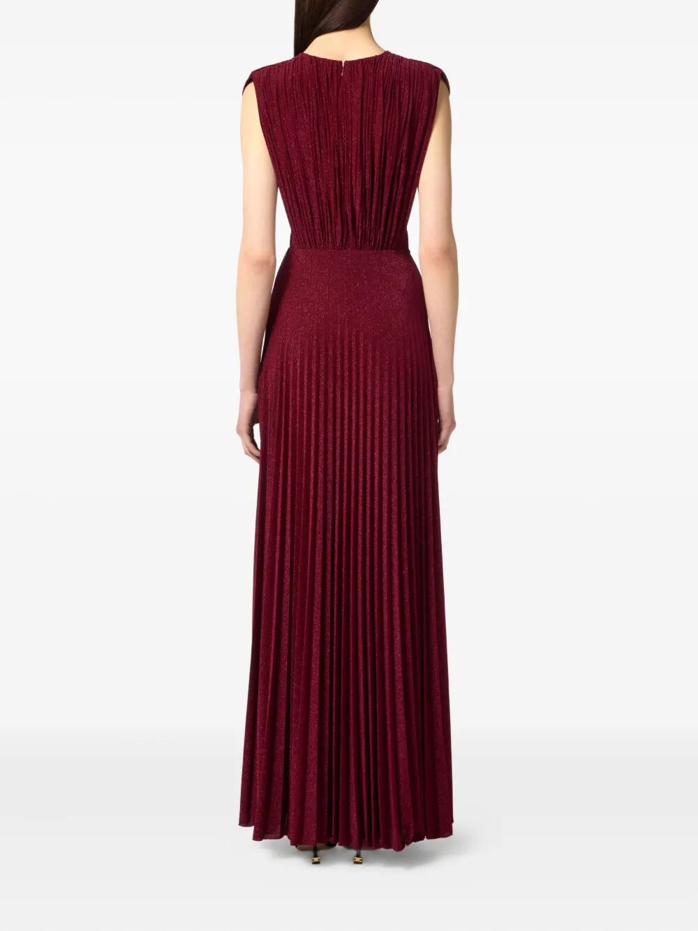 ELISABETTA FRANCHI Pleated Dress with Deep V Neck