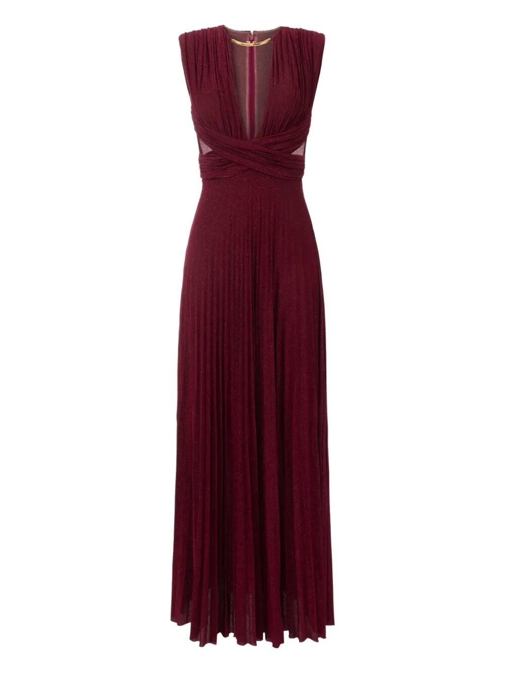 ELISABETTA FRANCHI Pleated Dress with Deep V Neck