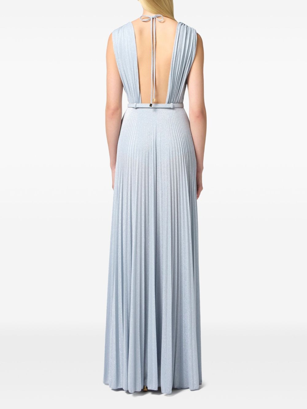 ELISABETTA FRANCHI Red Carpet Lurex T-Shirt Dress with Belt