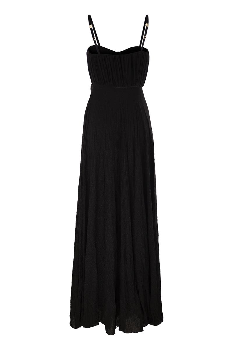 ELISABETTA FRANCHI Red Carpet Lurex Mini T-Shirt Dress with Embroidered Flower