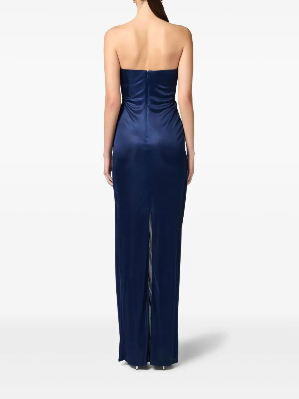 ELISABETTA FRANCHI Red Carpet T-Shirt Dress with Decorative Flower and Draped Front