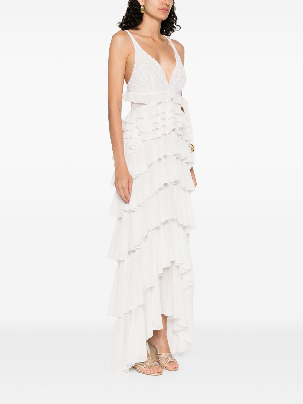 ELISABETTA FRANCHI Frilled Long Dress