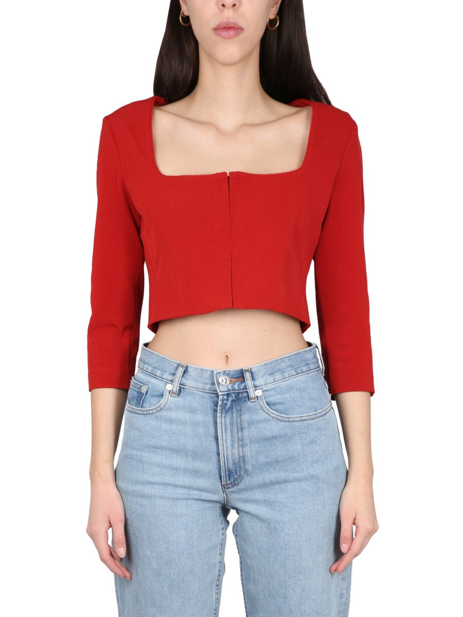 ACNE STUDIOS Long Sleeve Top with Square Neck and Hook Closure