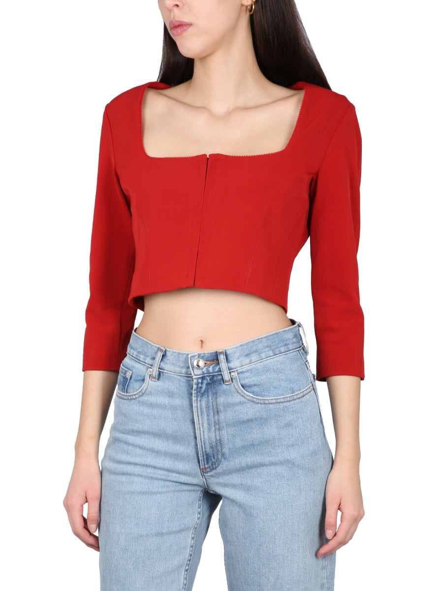 ACNE STUDIOS Long Sleeve Top with Square Neck and Hook Closure