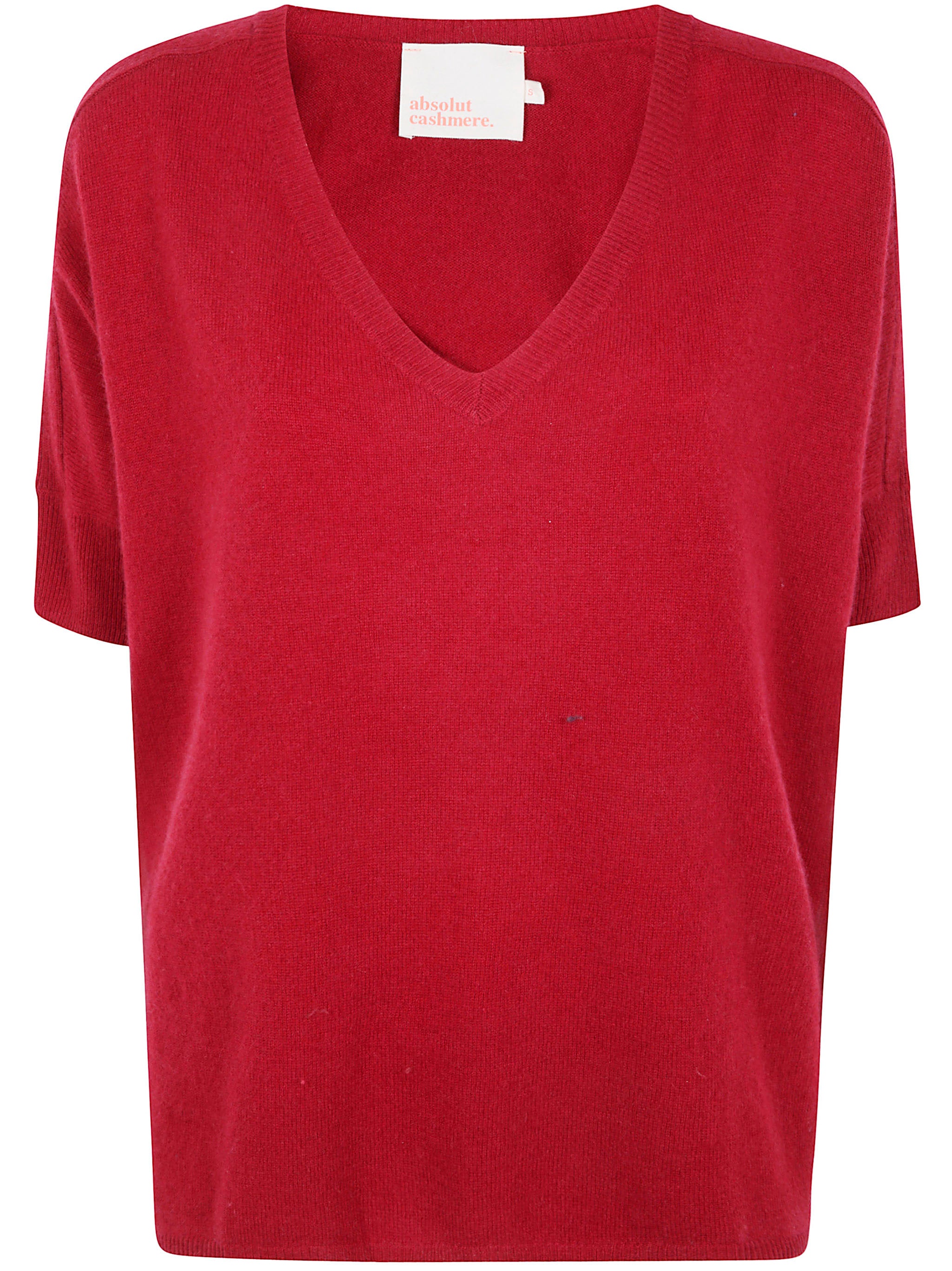 ABSOLUT CASHMERE Oversized V-Neck Cashmere Sweater with Short Sleeves