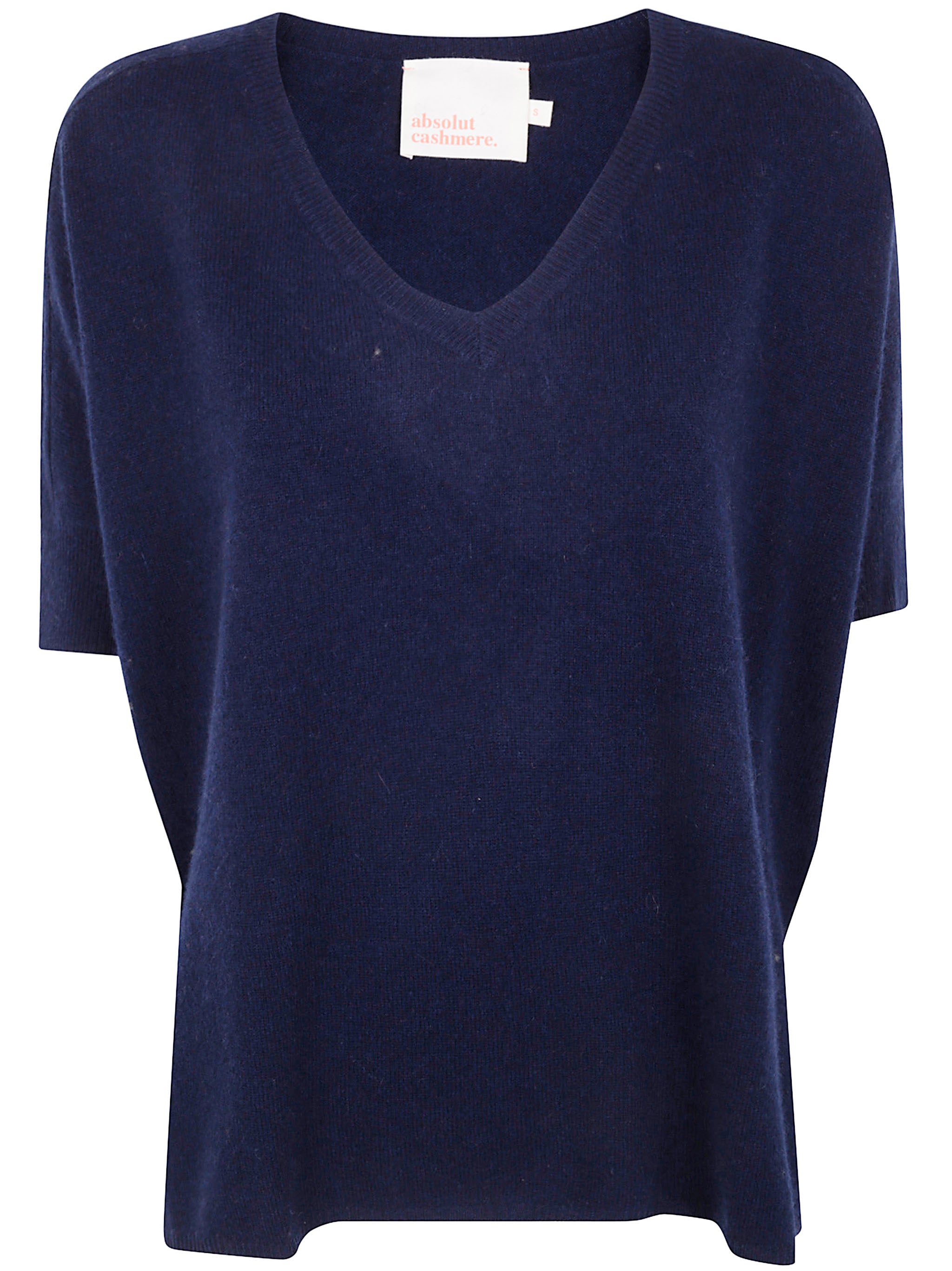 ABSOLUT CASHMERE Oversized V-Neck Cashmere Sweater with Short Sleeves