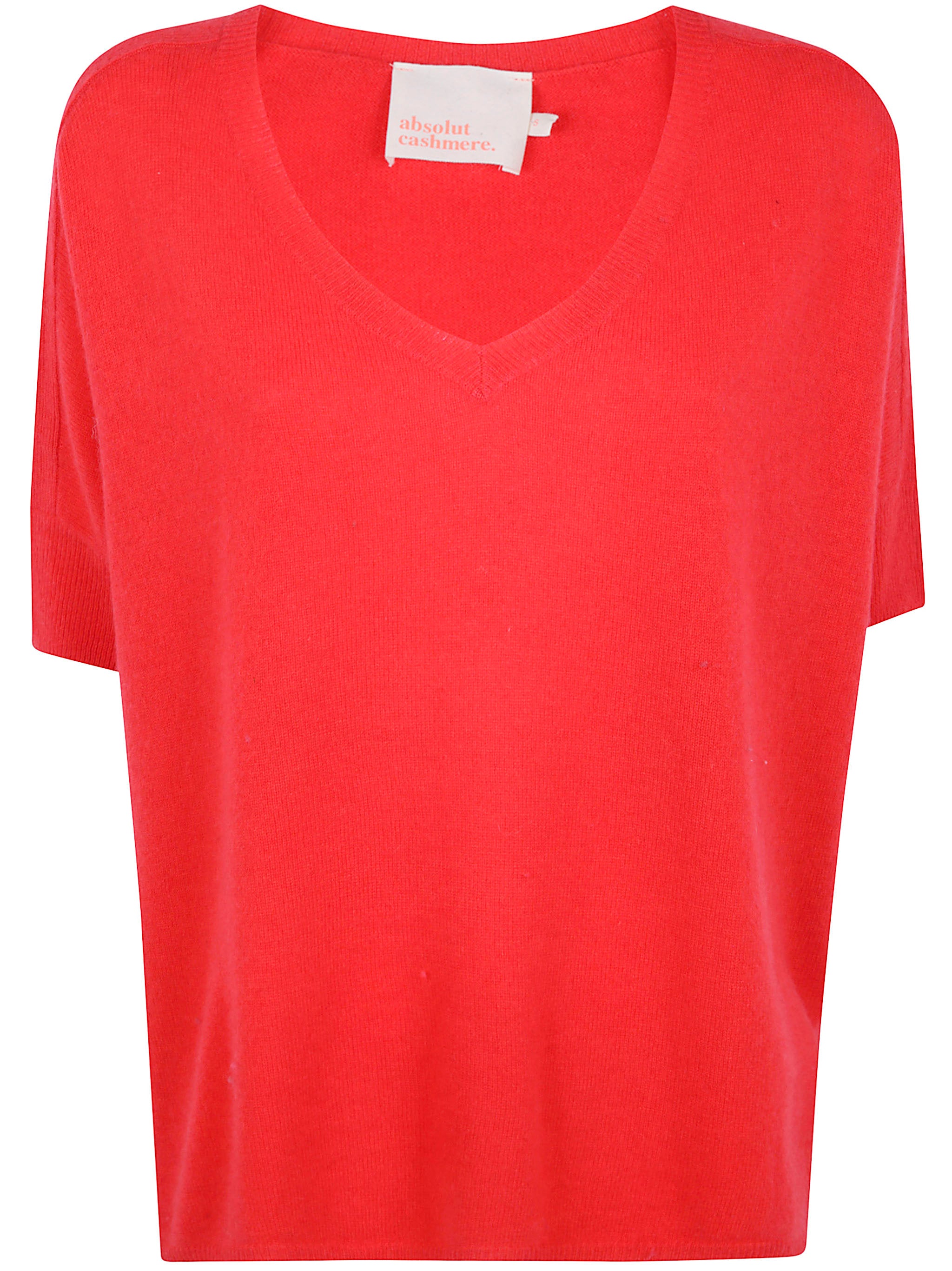 ABSOLUT CASHMERE Oversized V-Neck Short Sleeves Cashmere Sweater