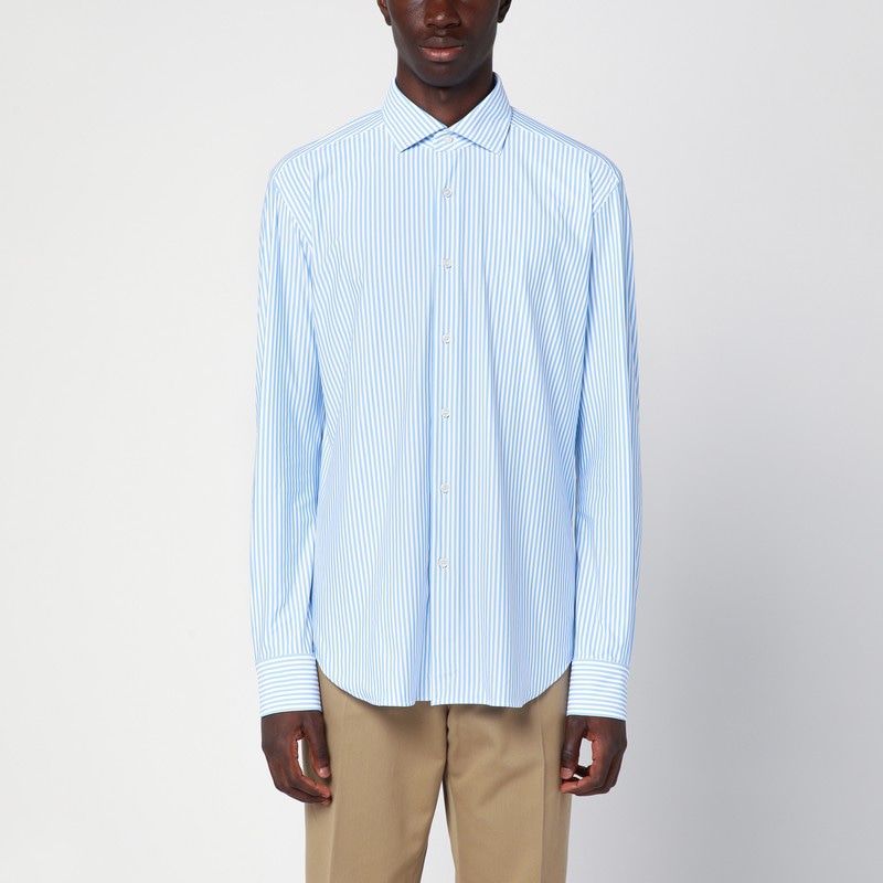 XACUS Striped Poplin Active Shirt - Long Sleeve