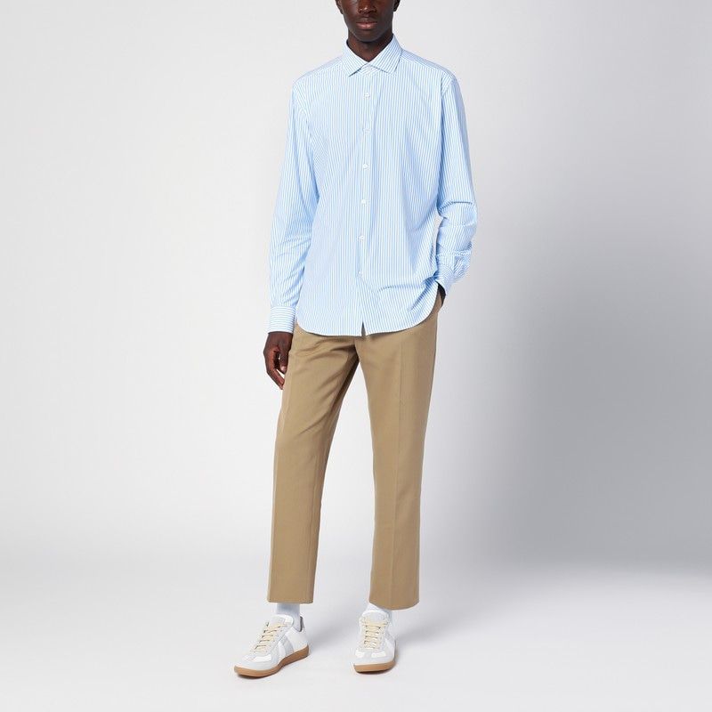 XACUS Striped Poplin Active Shirt - Long Sleeve