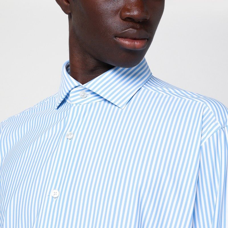 XACUS Striped Poplin Active Shirt - Long Sleeve