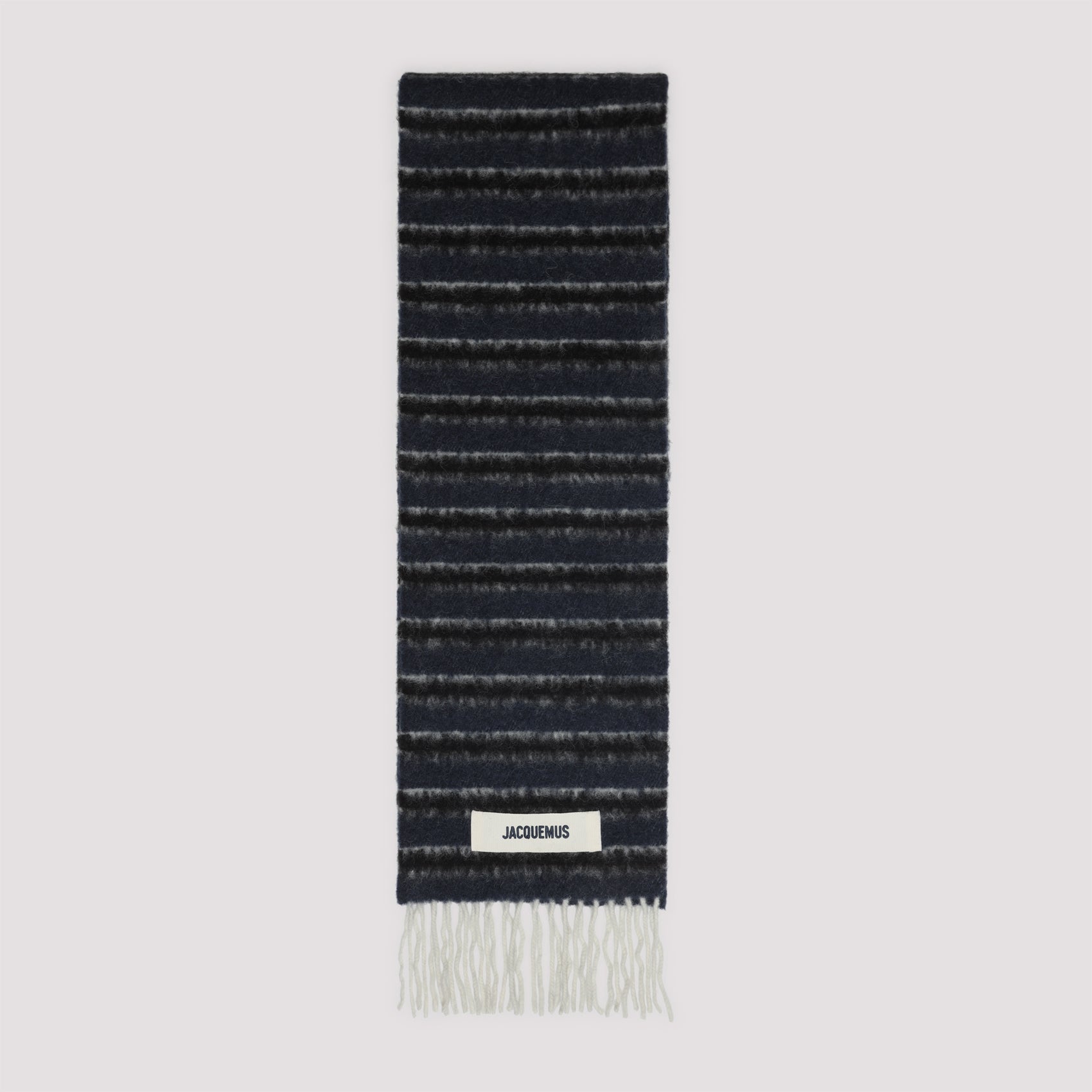 JACQUEMUS Striped Scarf with Fringed Ends - 200 x 21 cm