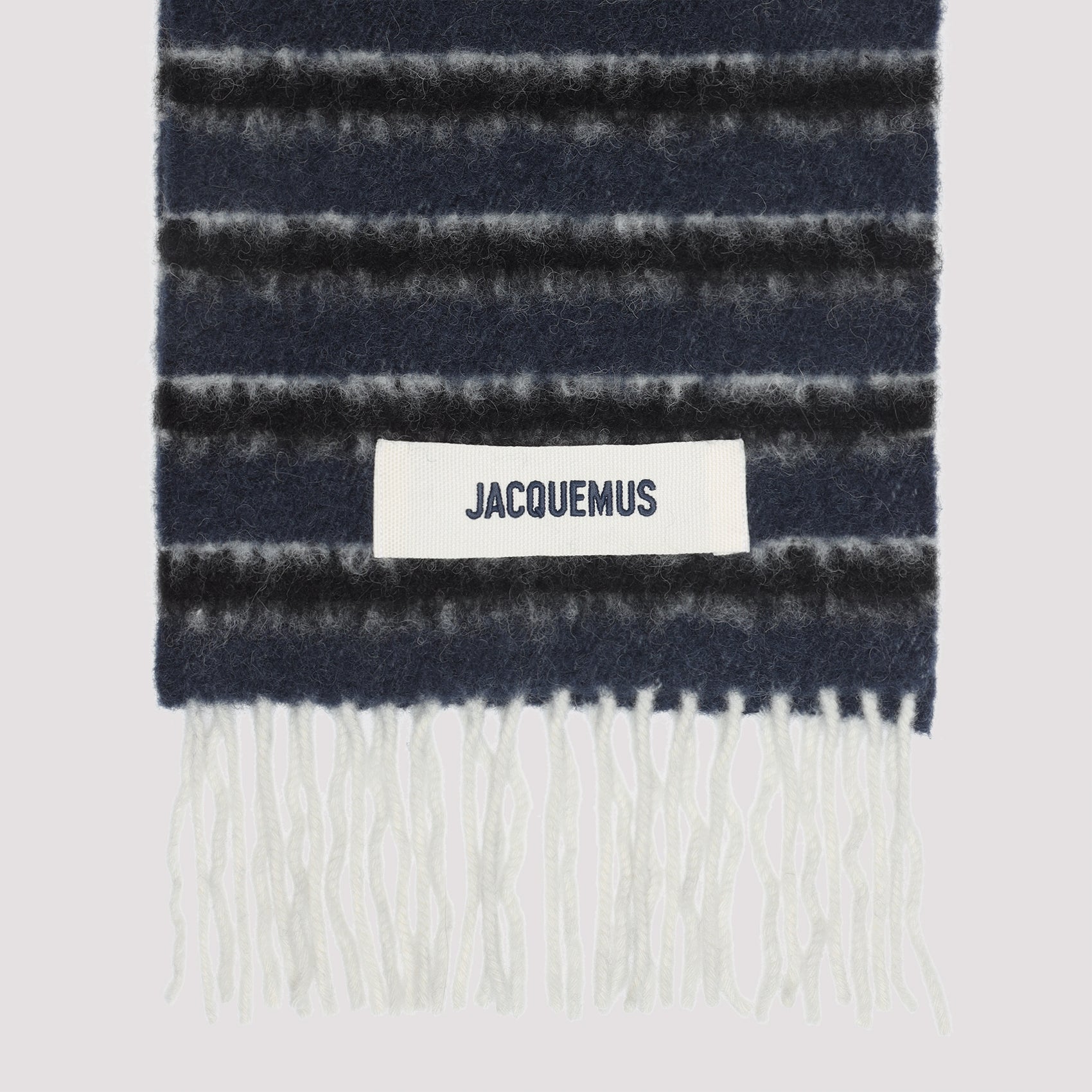 JACQUEMUS Striped Scarf with Fringed Ends - 200 x 21 cm