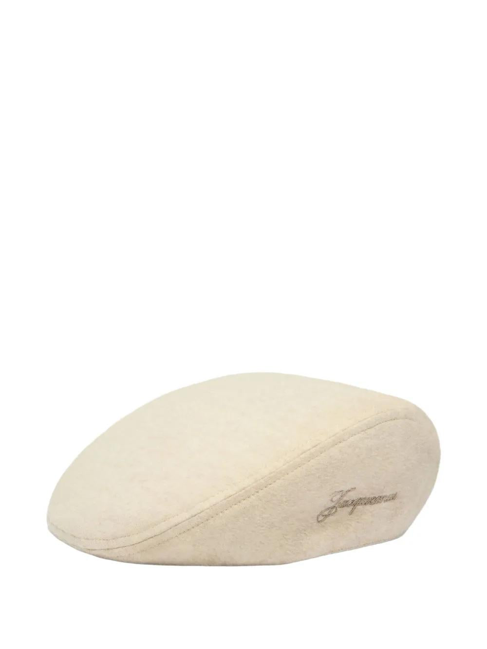 JACQUEMUS Wool Beret with Embroidered Logo