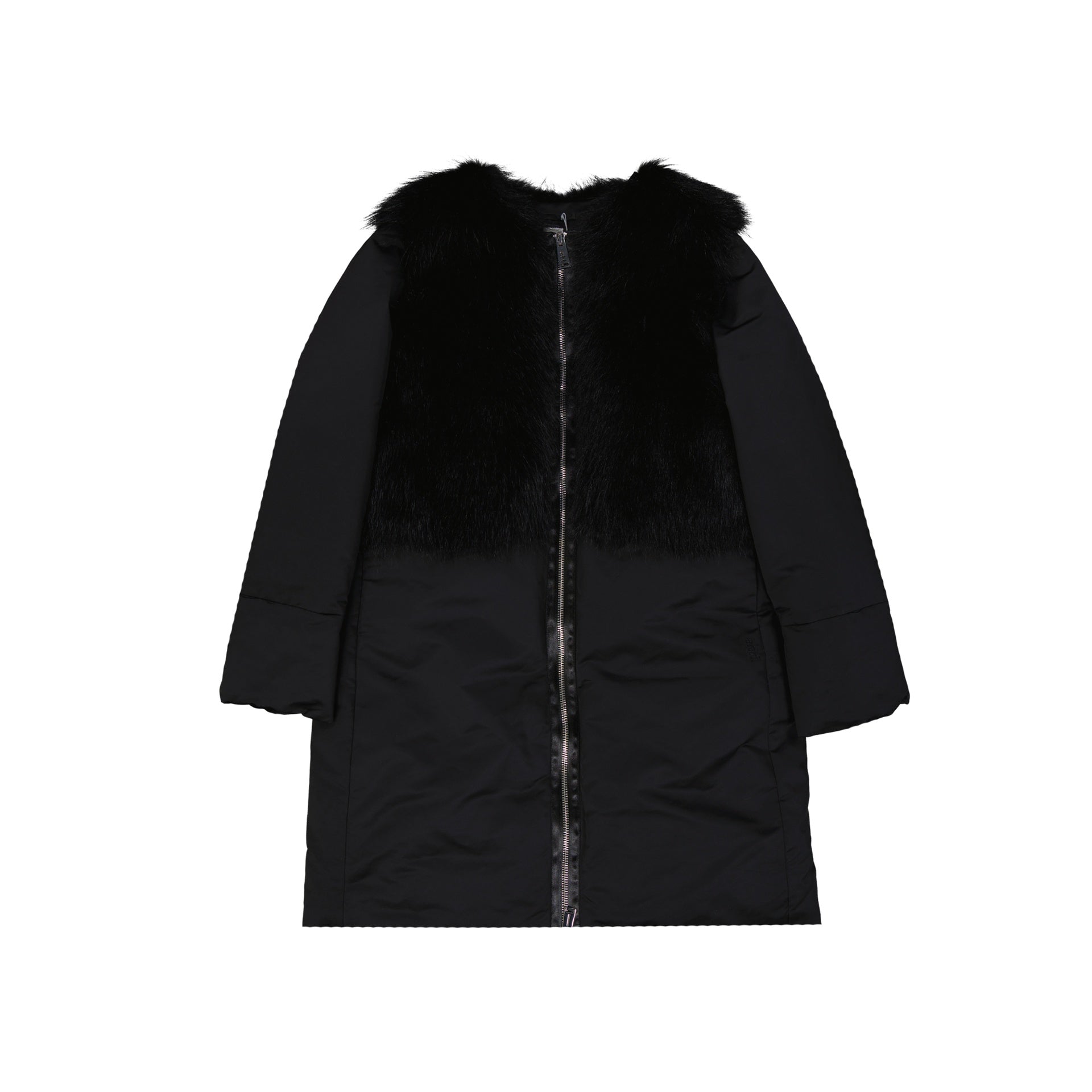 Padded Down Jacket with Fur Detail