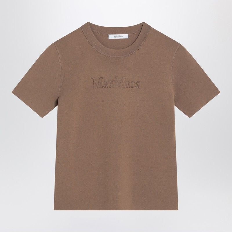 MAX MARA Pleated T-Shirt with Logo for Women - FW25
