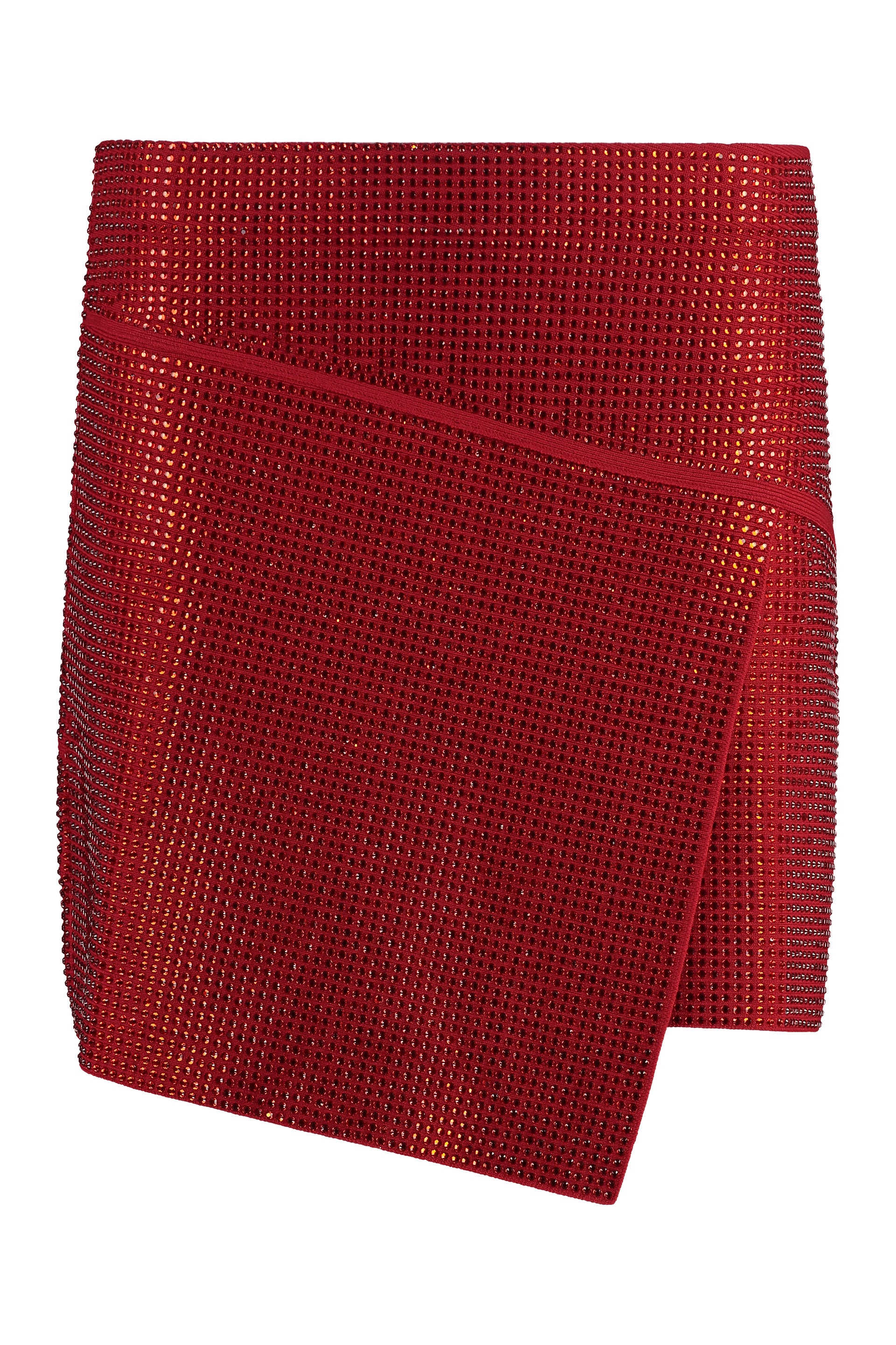 ANDREADAMO Asymmetric Mini Skirt with All-Over Rhinestones