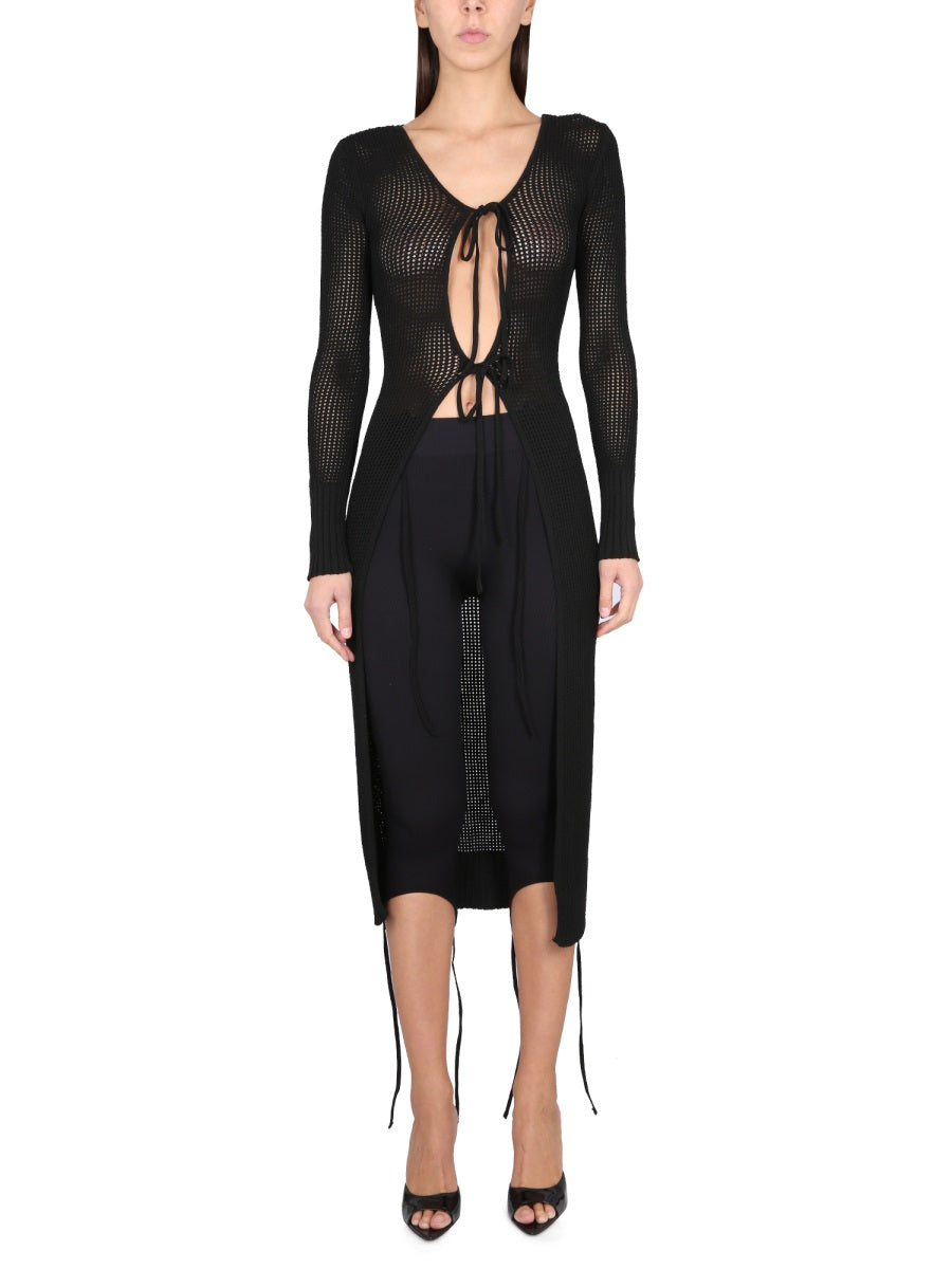 ANDREADAMO Long Perforated T-Shirt with Adjustable Front Closure