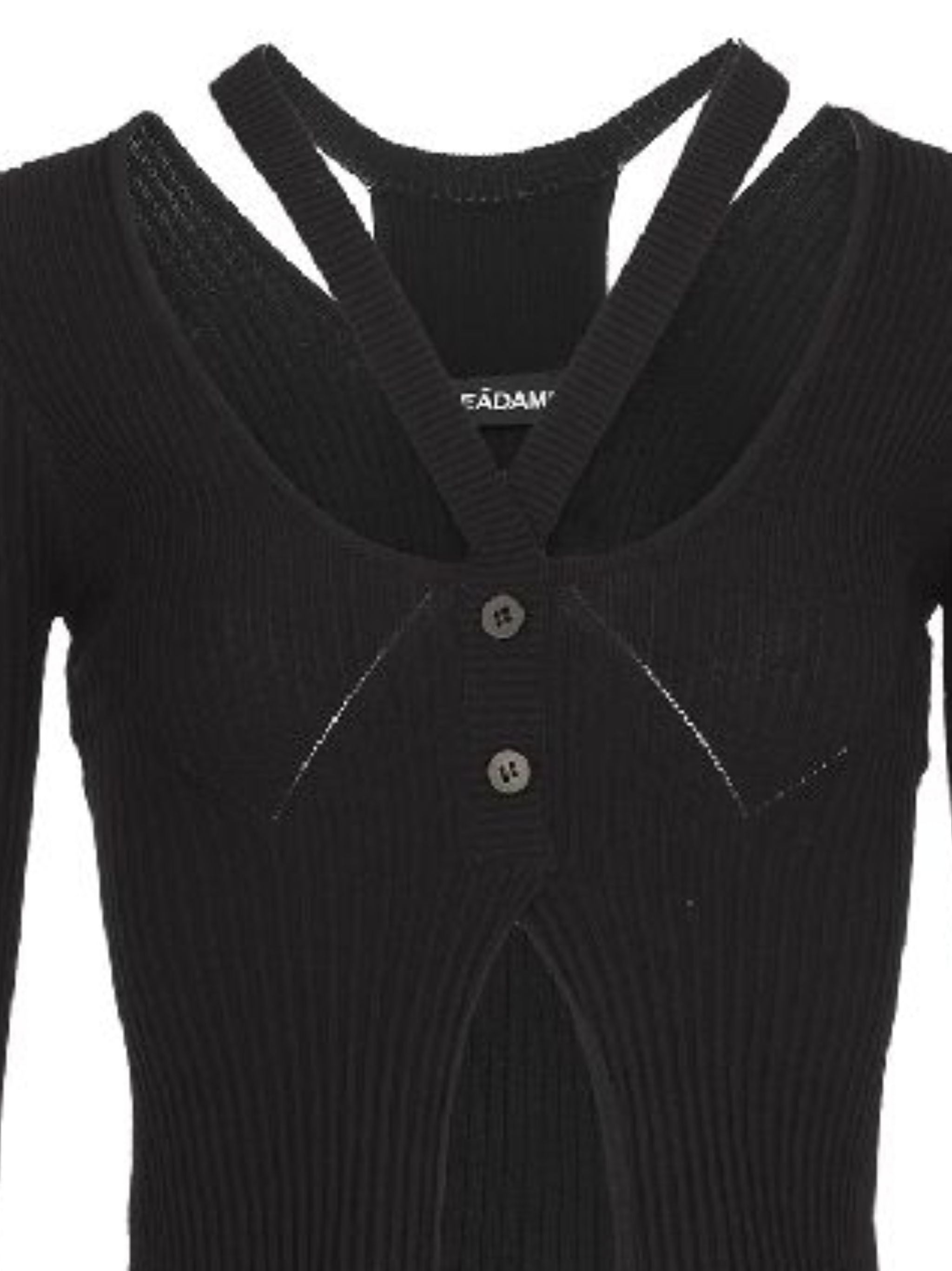 ANDREADAMO Ribbed-Knit Cardigan with Double Layers