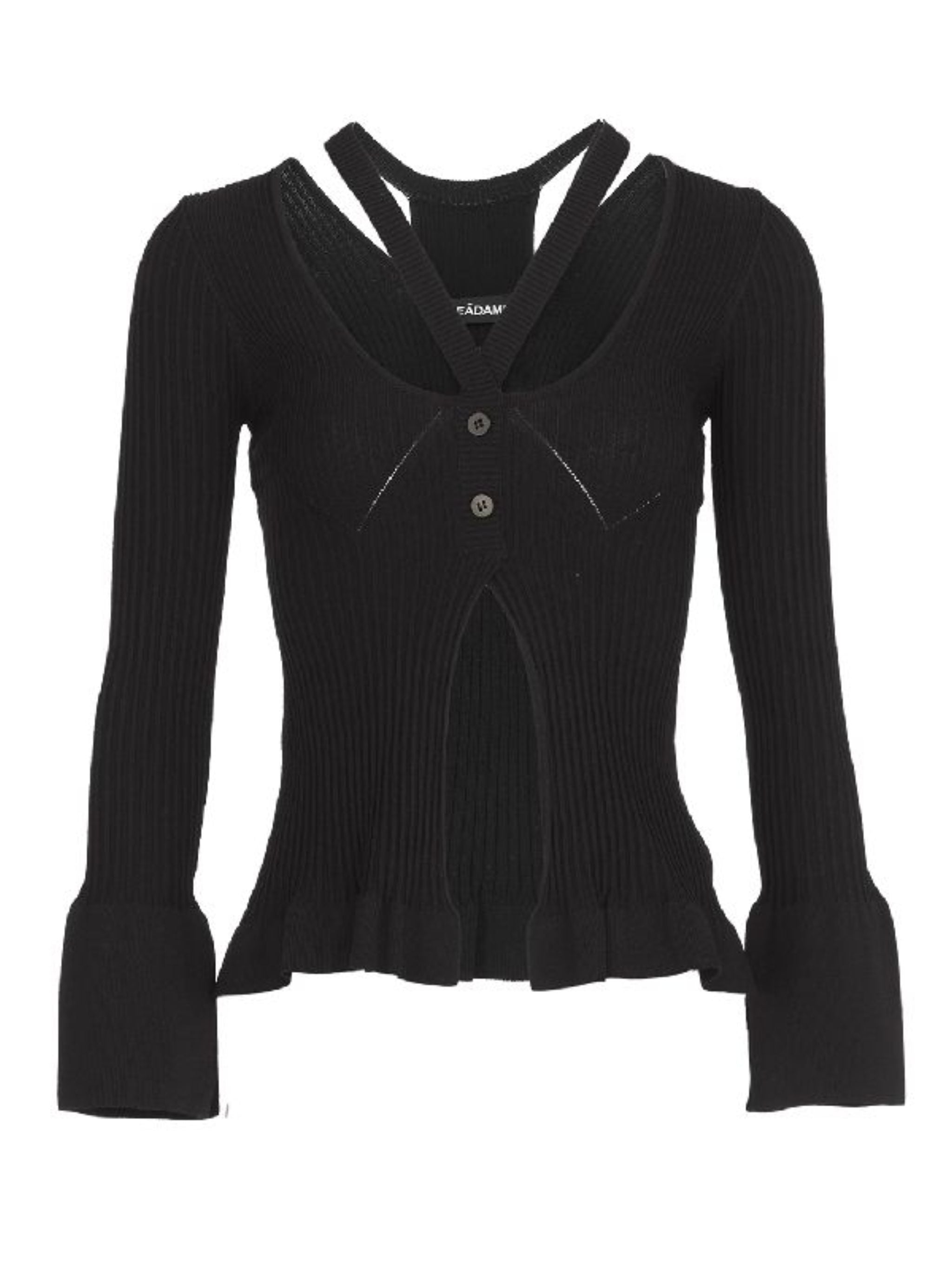 ANDREADAMO Ribbed-Knit Cardigan with Double Layers
