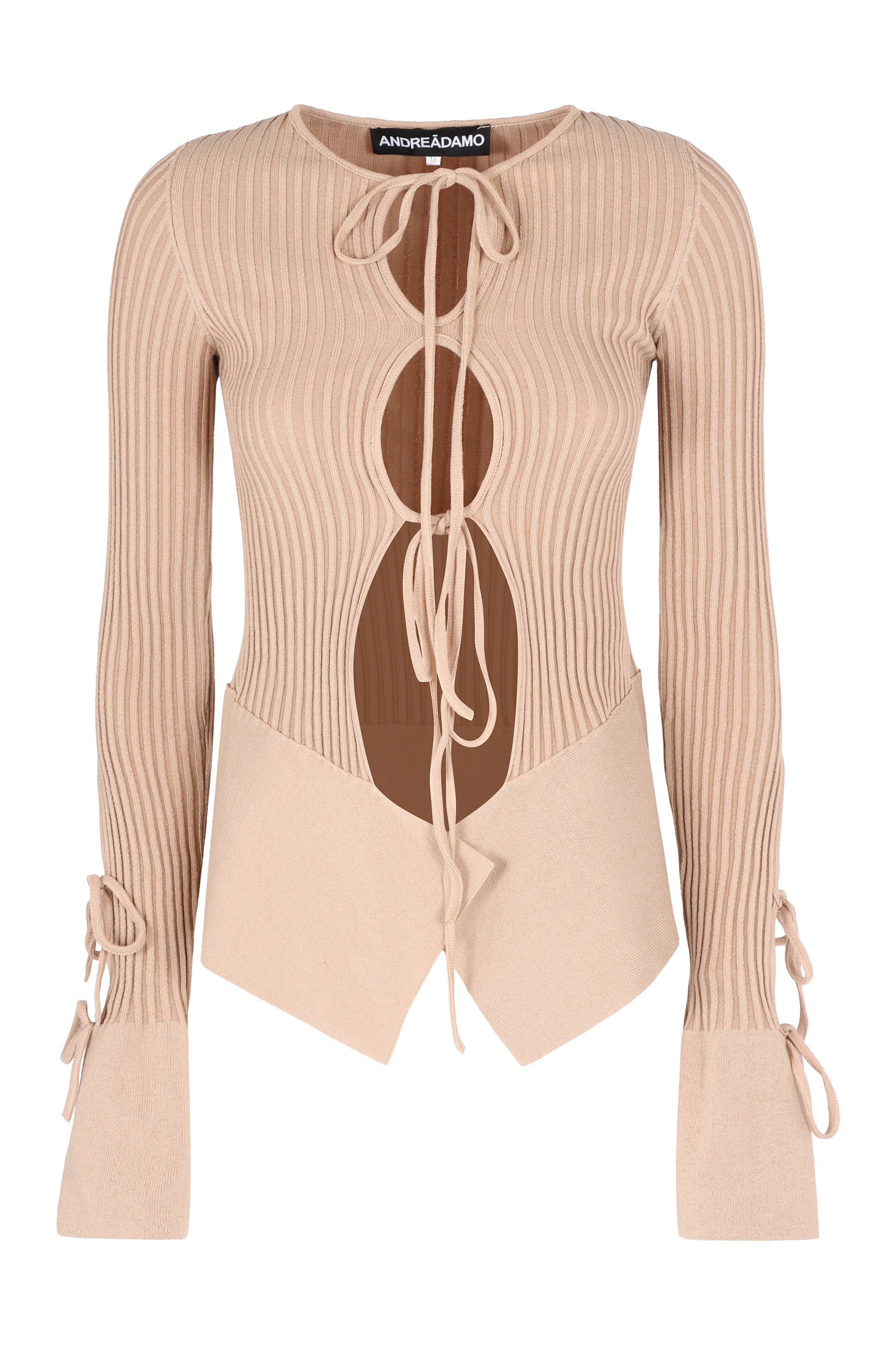 ANDREADAMO Long Sleeve Asymmetric Crop Top