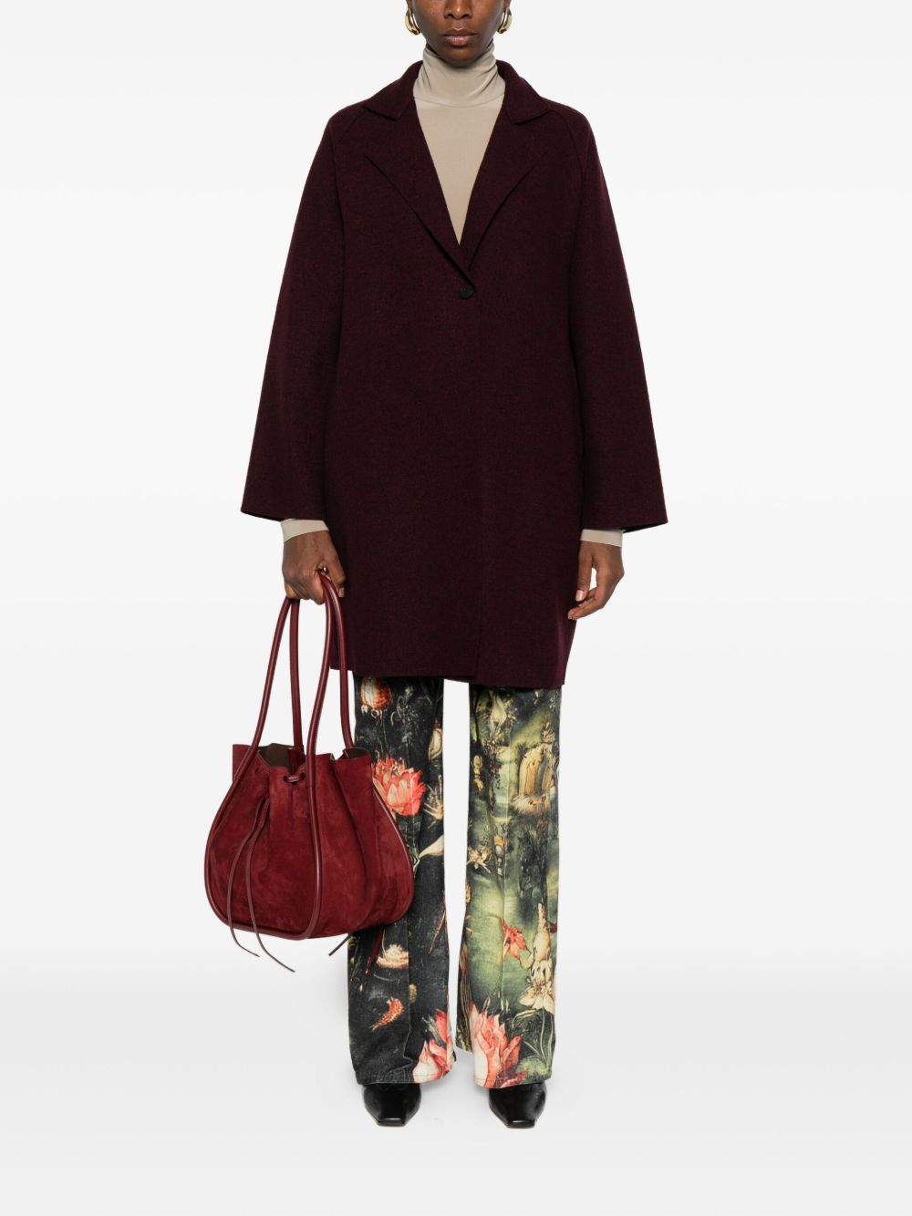 HARRIS WHARF LONDON Wool High Neck Raglan Sleeve Jacket