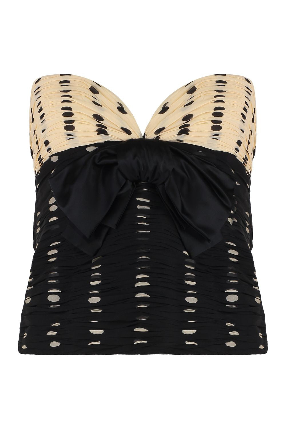 VALENTINO Plusdepois Print Chiffon Top with Sweetheart Neckline