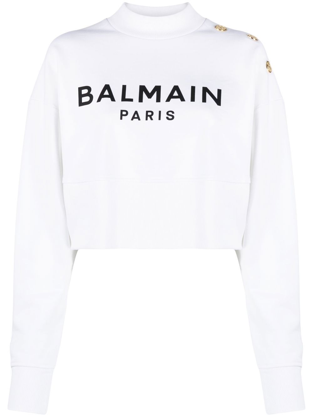 BALMAIN Cropped Logo-Print Sweatshirt
