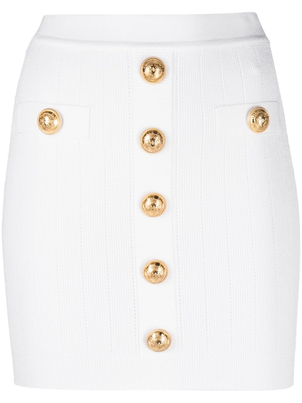 BALMAIN Chic Button-Detail Knit Mini Skirt