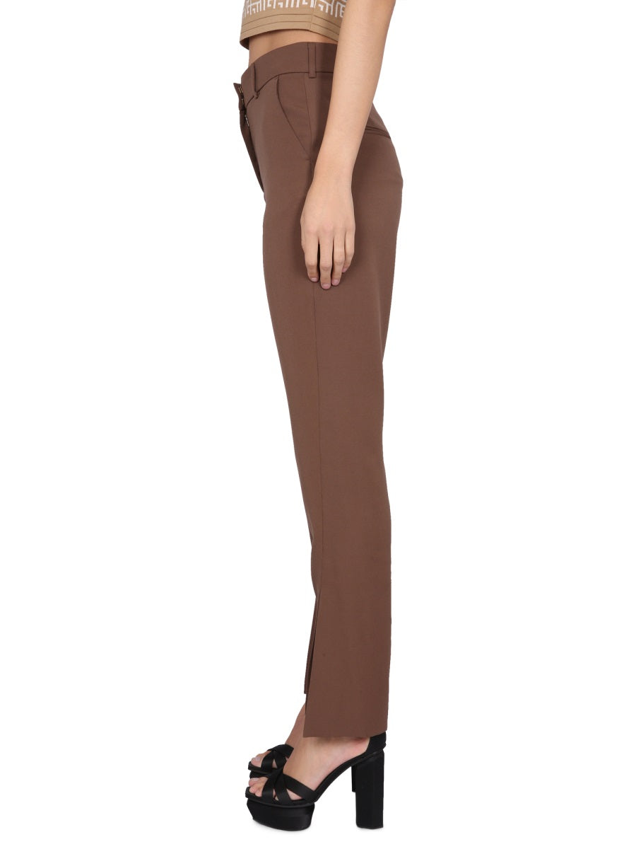 BALMAIN Elegant Wool Pants with Zipper and Button Closure