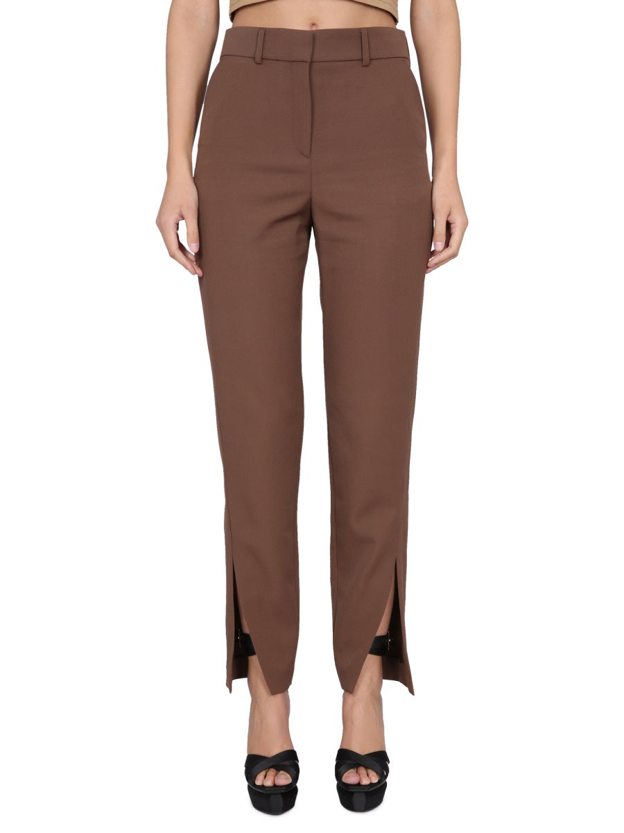 BALMAIN Elegant Wool Pants with Zipper and Button Closure