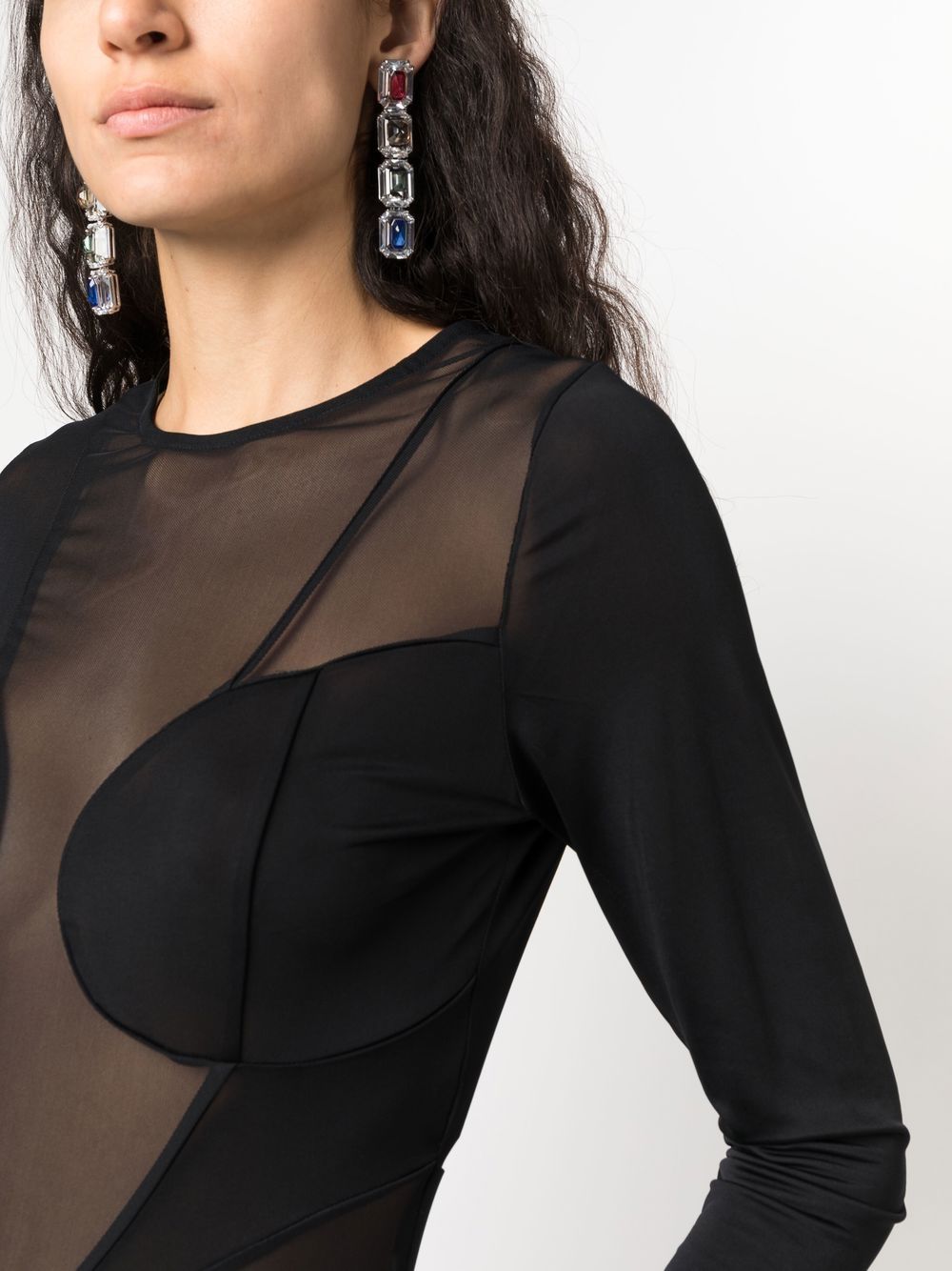 BALMAIN Avant-Garde Semi-Sheer Panelled Top