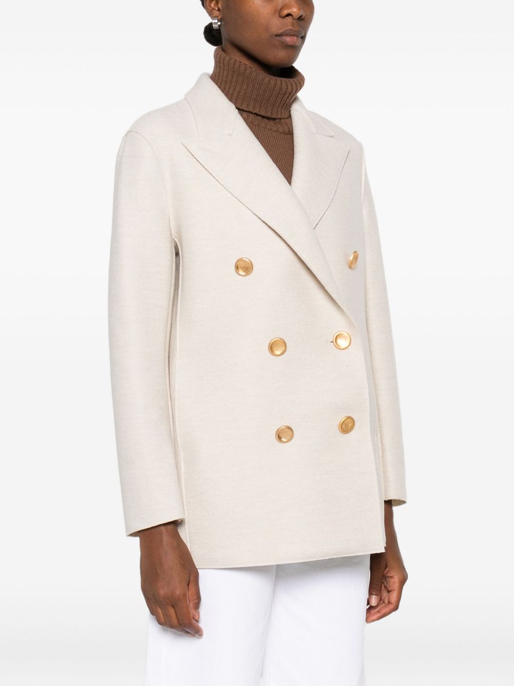 HARRIS WHARF LONDON Women's Double-Breasted Wool Jacket with Gold Buttons