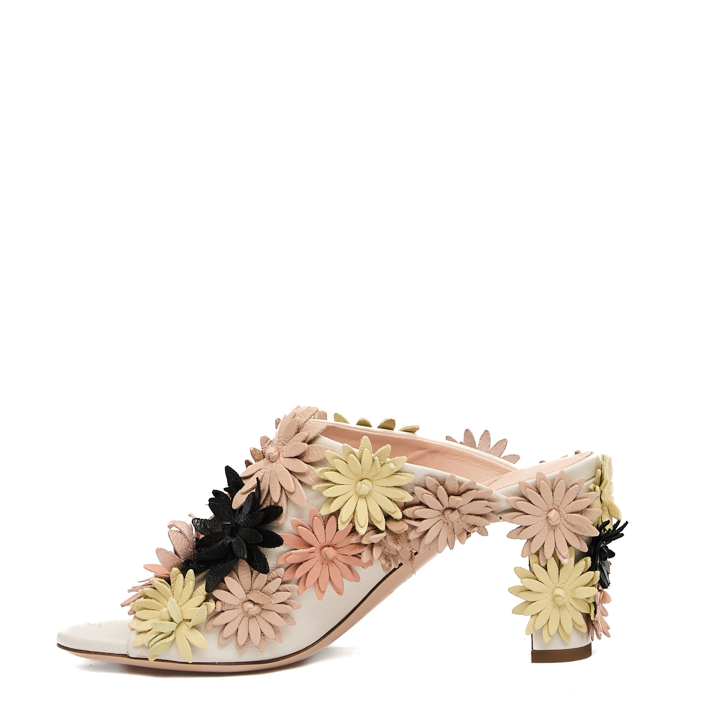 AGL Chic Floral Appliqué Sandals with 80 Mm Heel