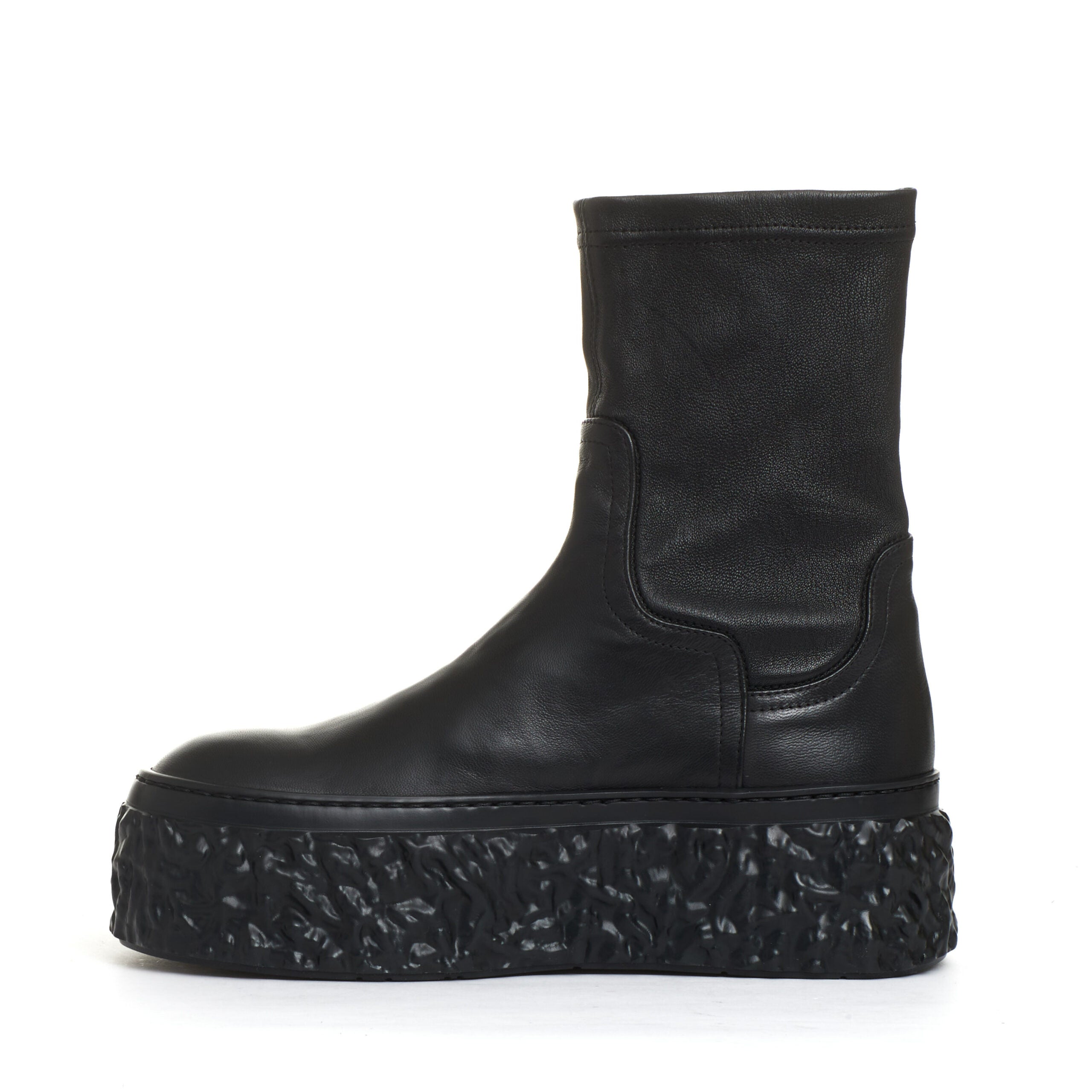 AGL Elasticated Ankle Boot with Chic Rock Effect Sole