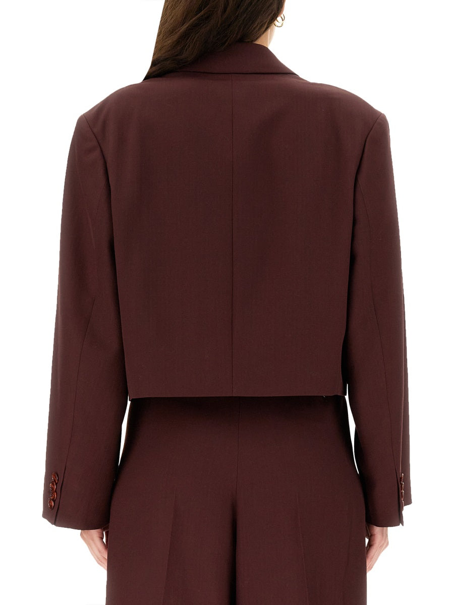 ACNE STUDIOS Wool Blend Jacket with Peaked Lapels and Button Closure
