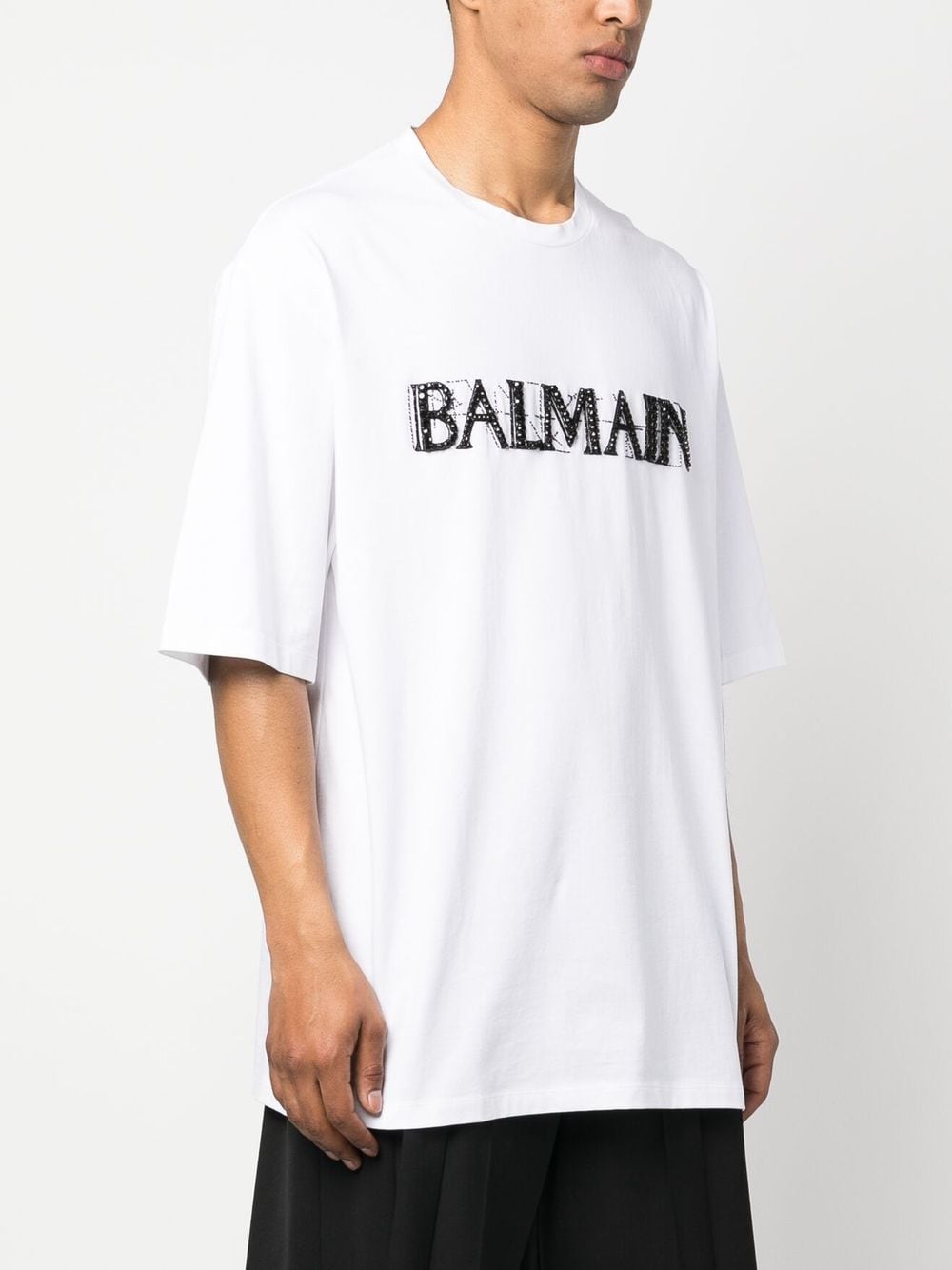 BALMAIN Sparkling Crystal Logo T-Shirt
