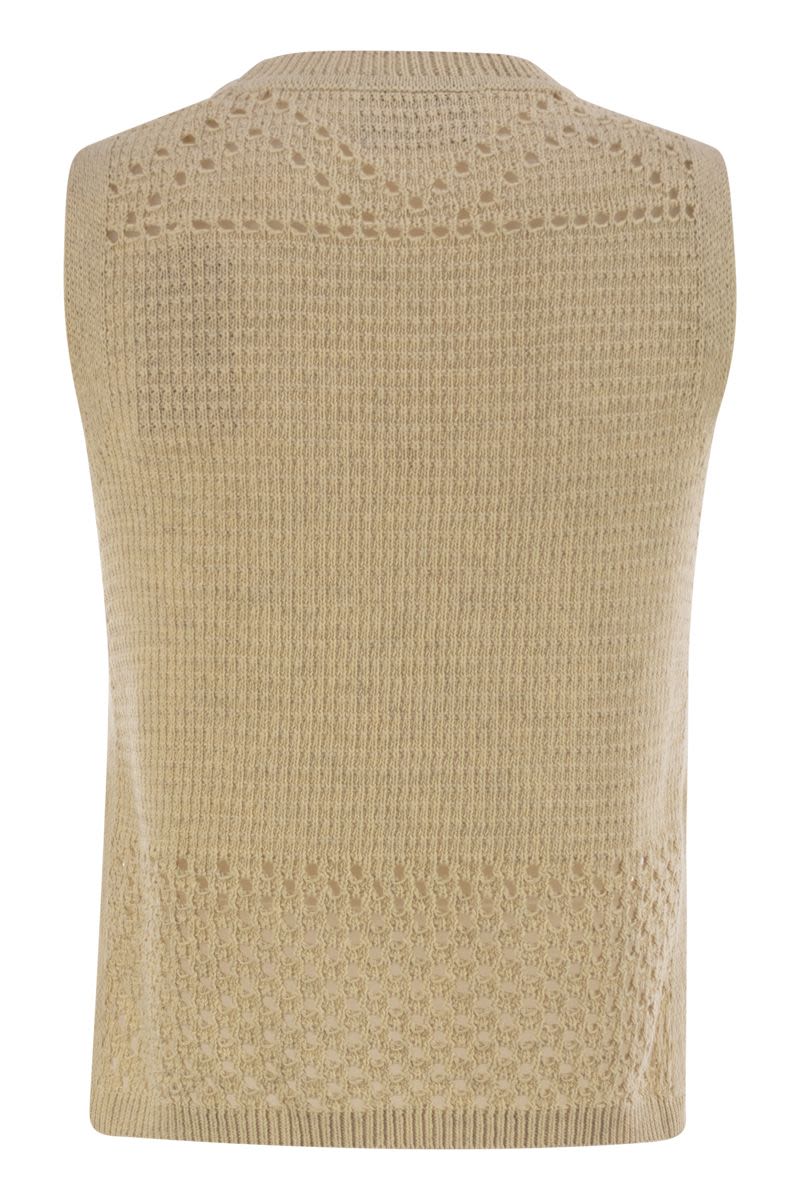 MC2 SAINT BARTH Sleeveless Crochet Knit and Mesh Mini Top